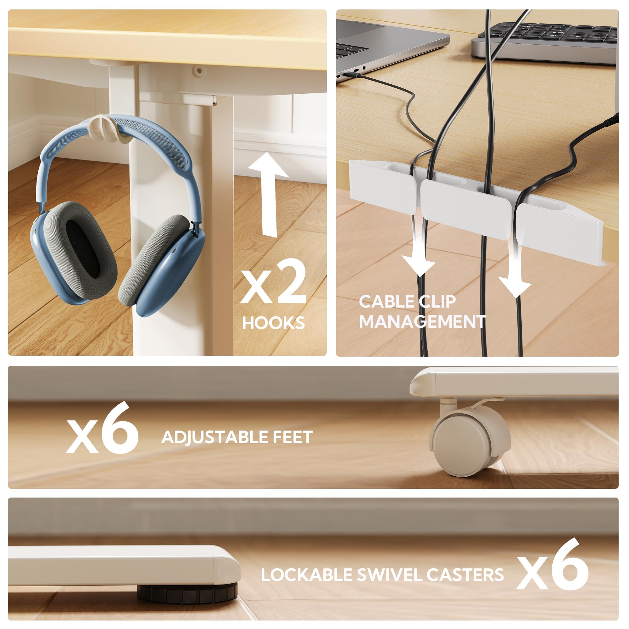 YDN L-Shaped Electric Standing Desk with Dual Motor, Adjustable Height Corner Desk (63 x 55 Inch) - Home Office Workstation with Splice Board, Ergonomic Large Standing Desk for Productivity - Perfect for Small Spaces & Shared Workspaces