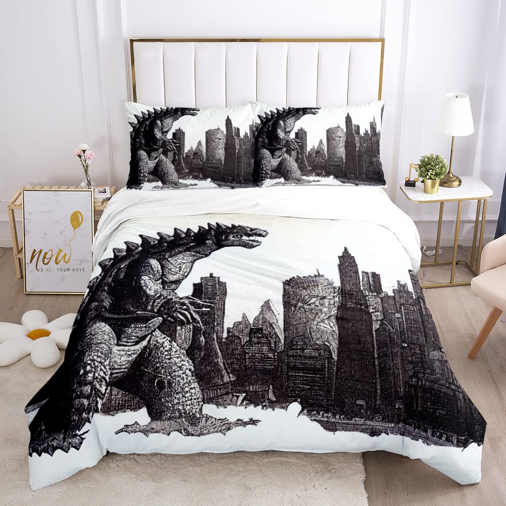 Dinosaur Duvet Cover Set for Boys - Queen Size 3D Bedding for Teens & Kids