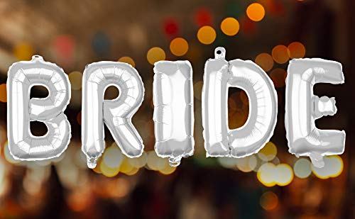 Ella Celebration Non-Floating Bride Letter Balloons - 13 Inch Silver Wedding Decor for Bridal Showers, Bachelorette Parties & Anniversary Celebrations - Perfect for Photo Backdrops, Table Centerpieces & Venue Decorations