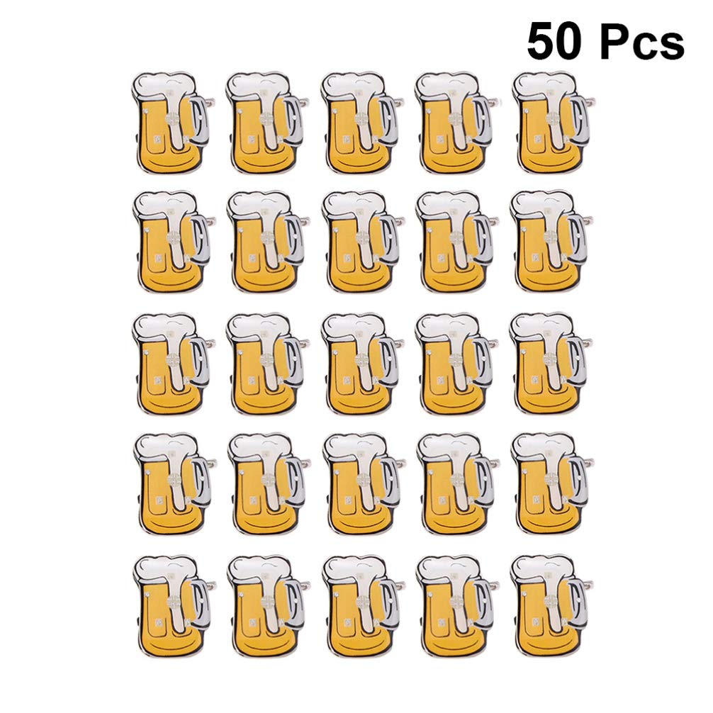 PRETYZOOM 50pcs Beer Enamel Pins - Beer Mug Lapel Pins, Drinker Brooches, Hat Pins & Tie Tacks - Luminous Badges for Shirts, Bags, Backpacks - Perfect for Beer Festivals, Parties & Gifts - Random Colors