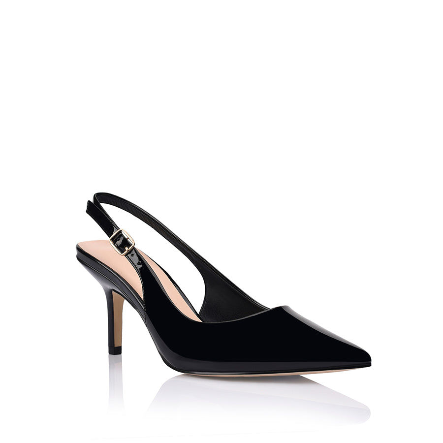 Shayley Women's Black Patent Leather Slingback Stilettos Heels - Elegant High Heel Dress Shoes for Parties, Weddings & Evening Events
