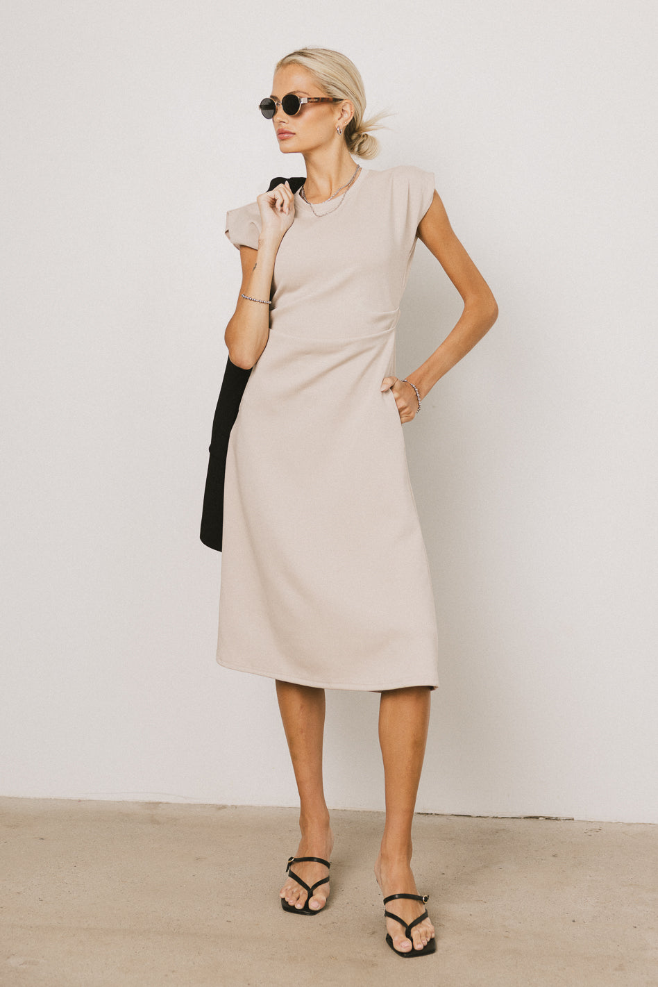 Kyra Midi Dress for Women - Khaki Casual Flowy Summer Dress | Perfect for Beach, Vacation & Everyday Wear