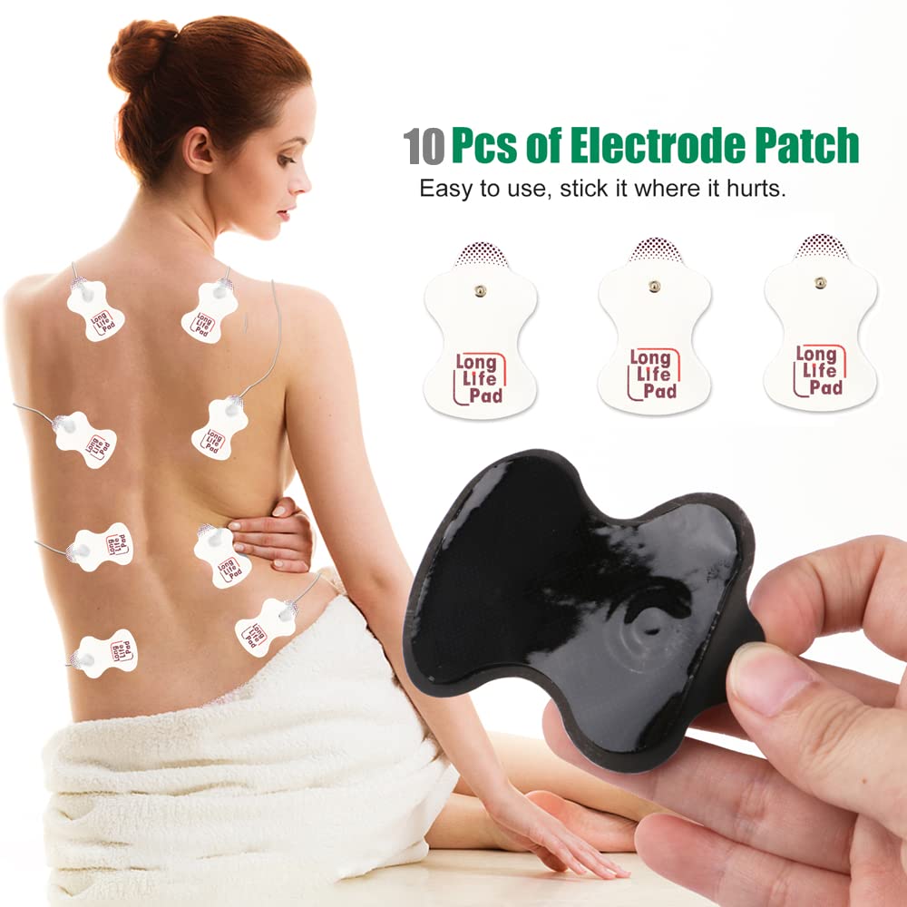 10 Pack TENS Unit Replacement Electrode Pads - Adhesive Gel Pads for Muscle Pain Relief & TENS Therapy - Compatible with Omron, Perfect for Back, Neck, Shoulder & Joint Pain Treatment at Home or Physical Therapy