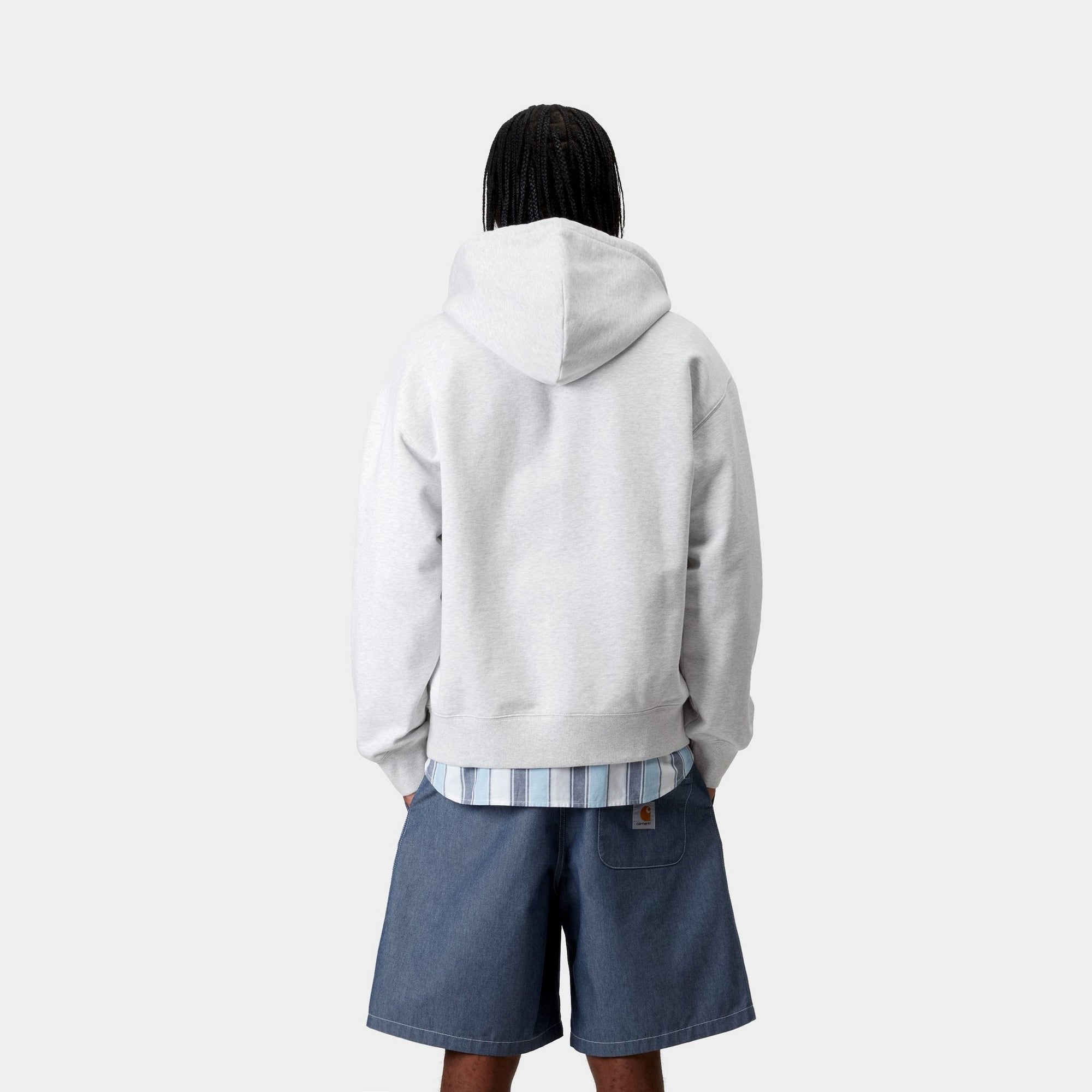 Hooded WIP Sweat Jacket for Men & Women - Ash Heather Stone Washed Cotton Blend | Casual Streetwear, Gym, Outdoor Activities