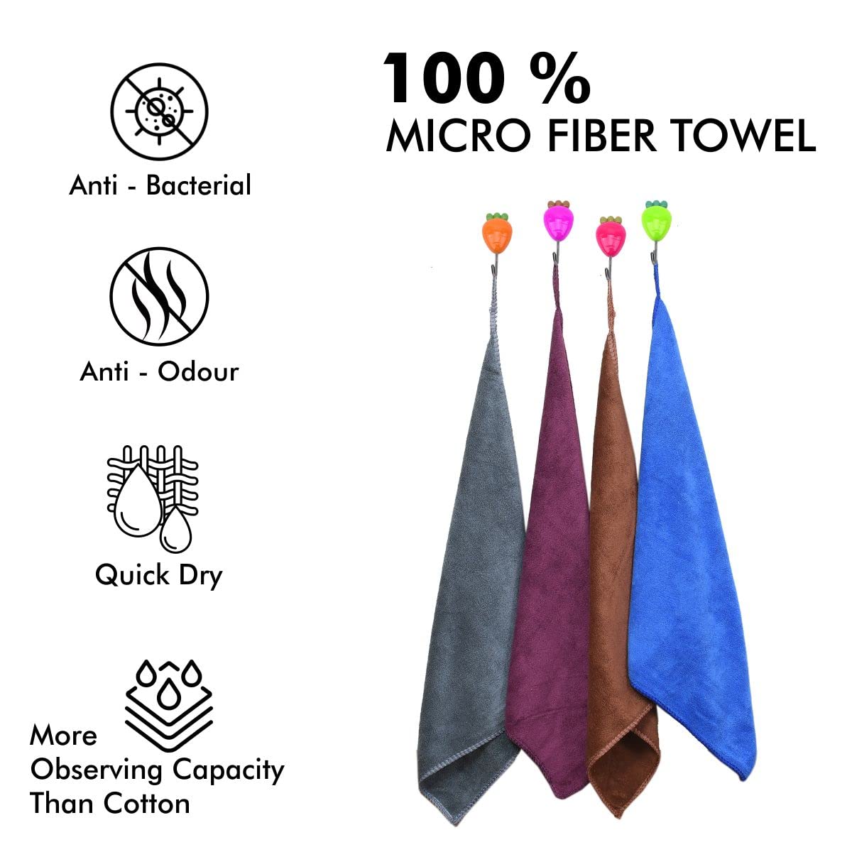 Soft Yellow Microfiber Face Towels 40x40cm (Set of 4, Multicolor) - 350 TC High Absorbency for Gym, Travel & Skincare Routine