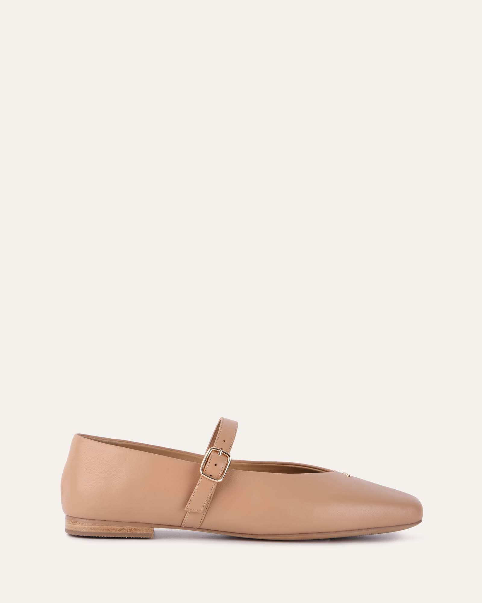 April Casual Flats - Tan Leather Women's Comfortable Slip-On Shoes for Walking, Work & Everyday Wear