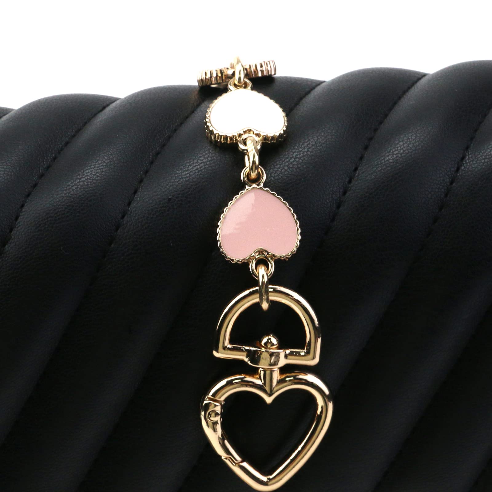 2PCS Heart Shape Bag Strap Extender - Adjustable Shoulder Bag Extension Chain for Handbags, Baskets & Luggage (Pink & White) | Perfect for Travel, Shopping & Everyday Use