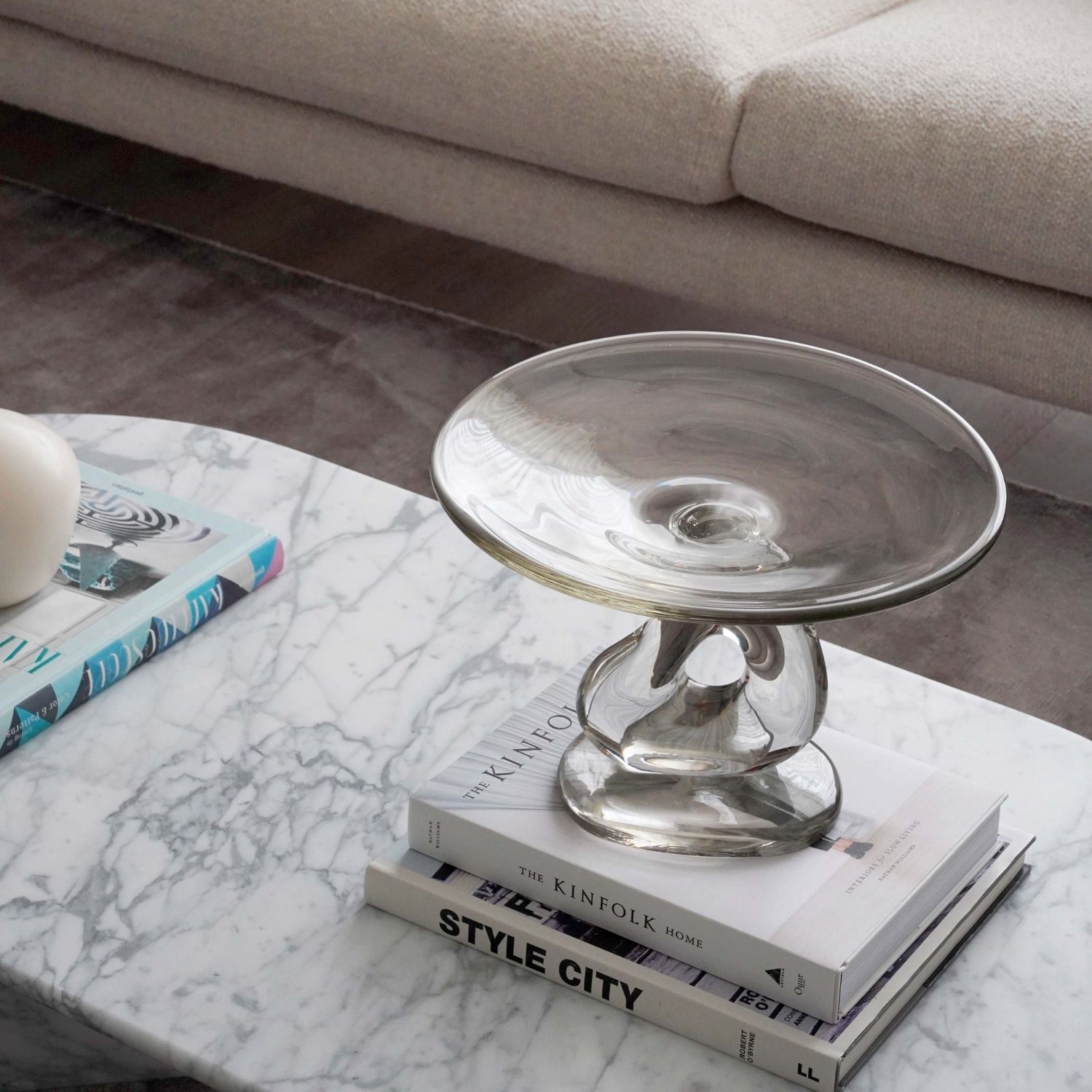 FERM LIVING Damo Glass Centrepiece - Clear Glass Bowl for Dining Table Decor, Fruit Display & Modern Home Decor