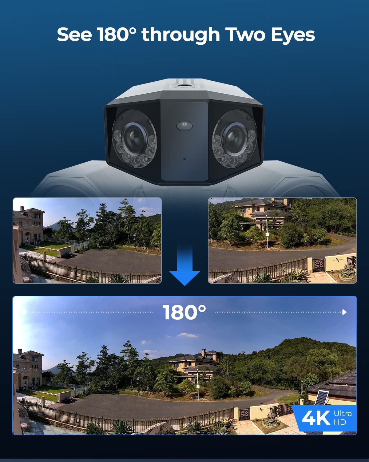 REOLINK 4K PoE Security Floodlight Camera - 180° Ultra-Wide Angle Outdoor IP Camera with Human/Vehicle/Pet Detection, 1800 Lumen LED Floodlights & Two-Way Audio (Renewed) - Perfect for Home Security, Garage Monitoring & Backyard Surveillance