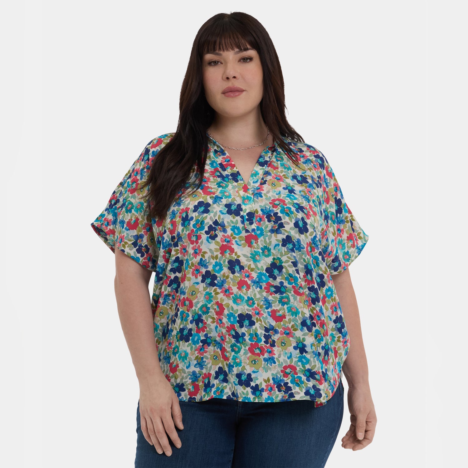Becky Plus Size Short Sleeve Blouse for Women - Flowy Casual Top with V-Neck | Perfect for Office, Date Night & Summer Outfits
