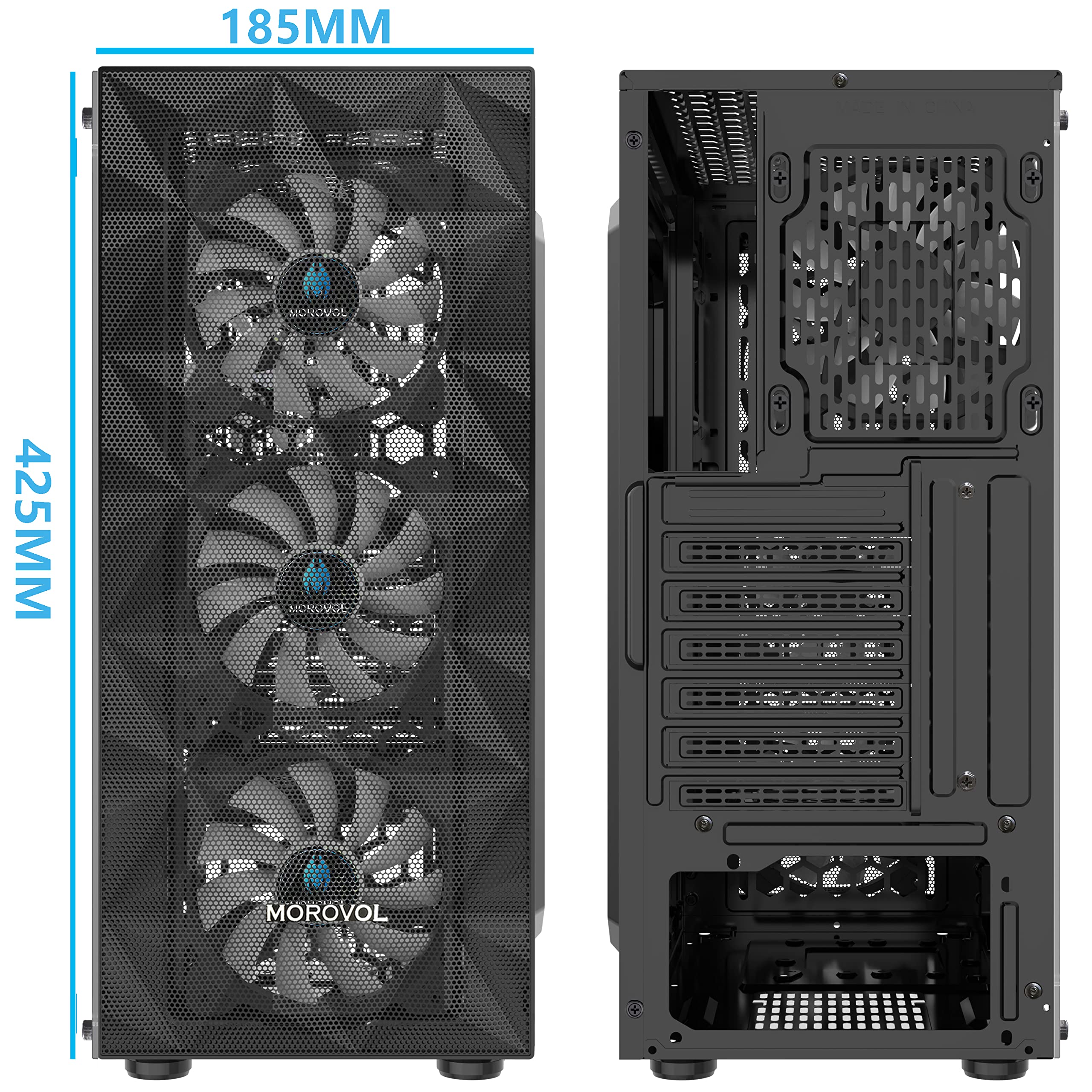 ATX Mid Tower Gaming PC Case with 4 Pre-Installed RGB Fans, Diamond Mesh Front Panel & Tempered Glass Side | High Airflow Design with USB 3.0 Ports | Perfect for Gaming Rigs, Streaming Setups & Workstation Builds