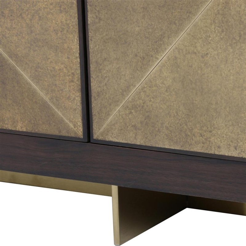 Oriole Brass Door Media Console Table - Handmade Metal TV Stand for Living Room | Elegant Entryway & Hallway Furniture for Home Decor