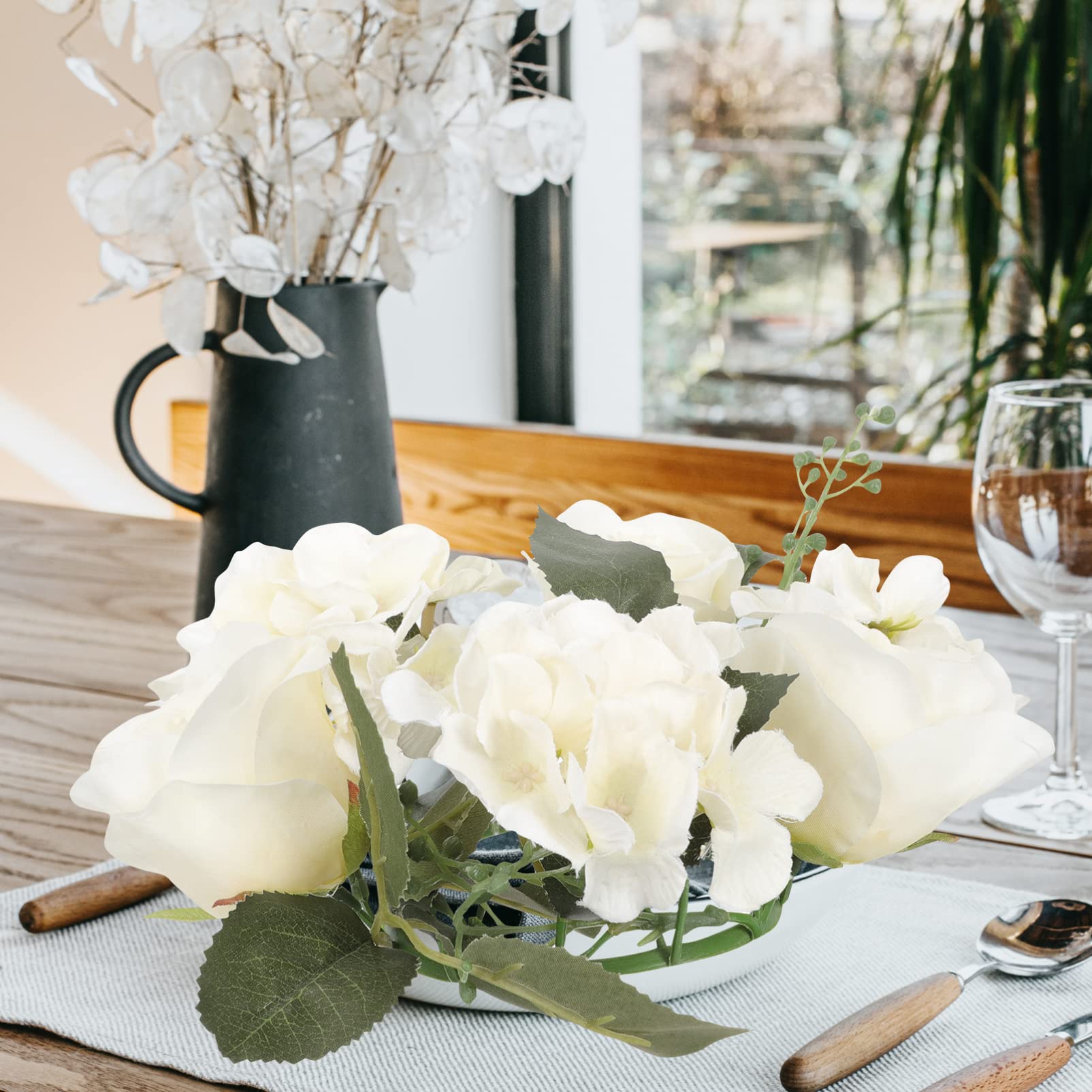 Artificial Rose Flower Garland - Elegant Candlestick Floral Wreath for Wedding, Party & Home Decor - Fake Rose Garland for Table Centerpieces, Wall Decor, and Special Event Decoration