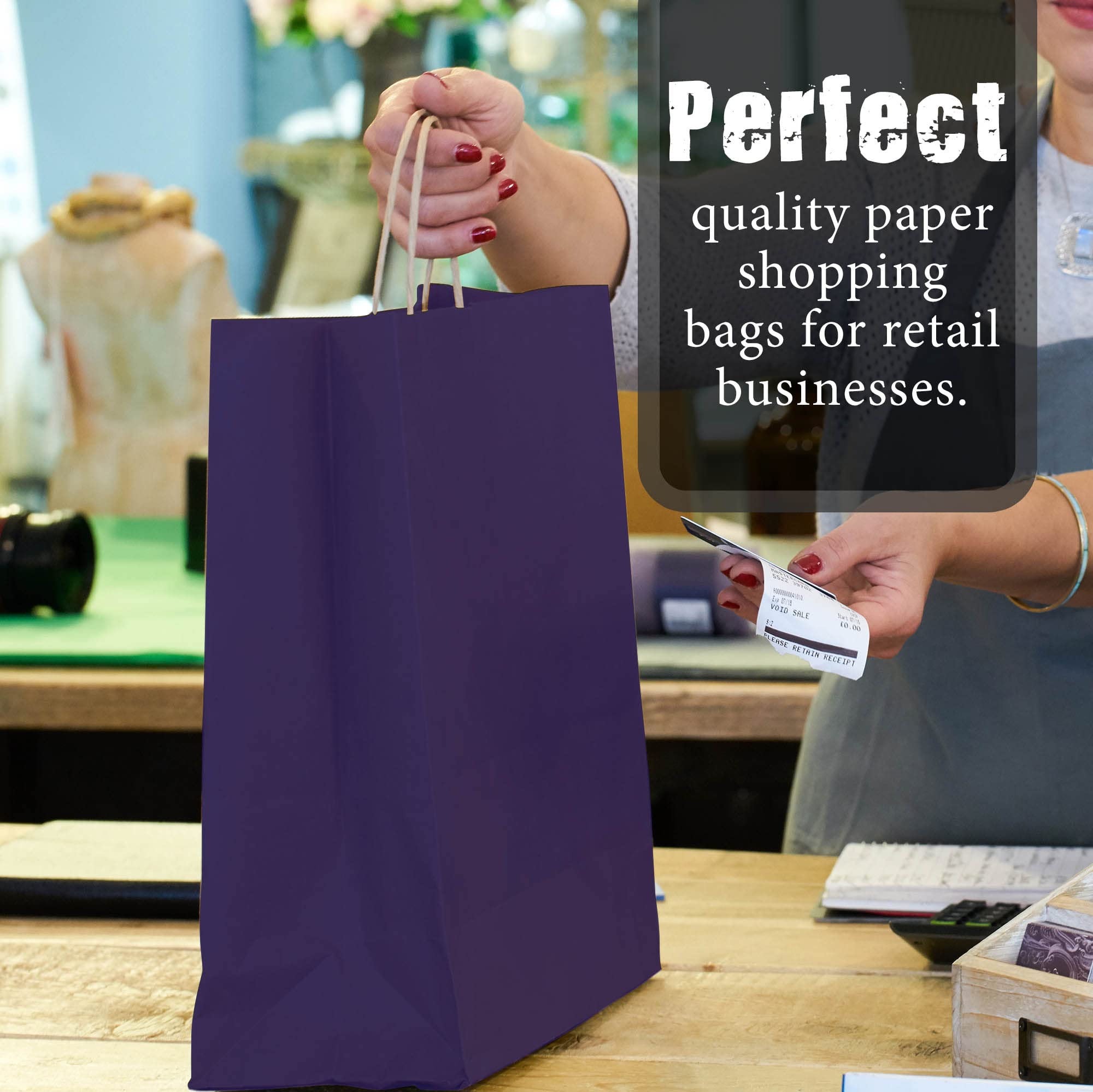 JET PAPER BAGS - 12x5x16 Inch [250 Pcs] Large Kraft Gift Bags with Handles Bulk - Navy Blue Prime Kraft Paper Bags for Gifts, Retail, Parties, Weddings, Grocery & Goody Bags - Perfect for Birthday Presents, Holiday Gifting & Store Packaging