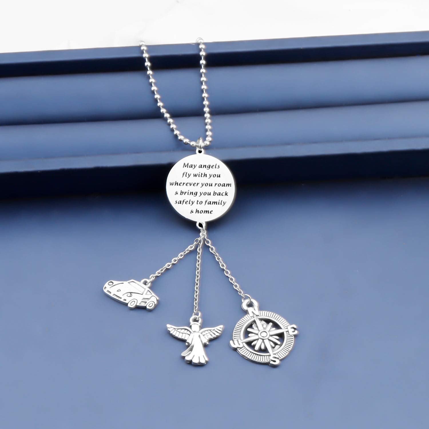 Bobauna Guardian Angel Cross Car Charm - Mirror Hanging Pendant for Safe Driving, Car Interior Decor & New Driver Gift - Perfect for Daily Commute, Road Trips & Protection on the Go