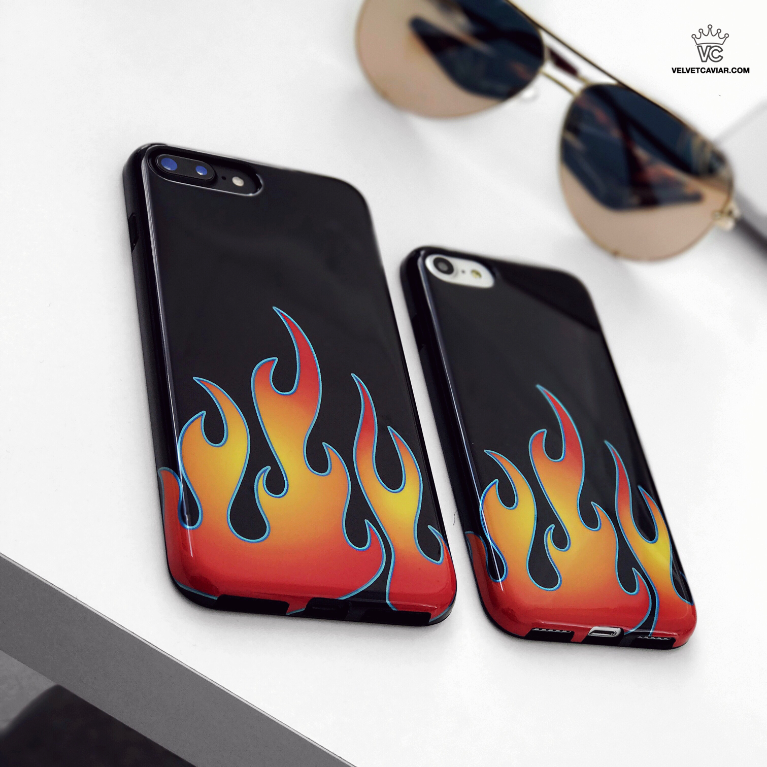 Blue Chrome Flames iPhone Case - Shockproof Protective Cover for iPhone 13/14/15 Pro Max - Stylish Glossy Design for Everyday Use & Gaming