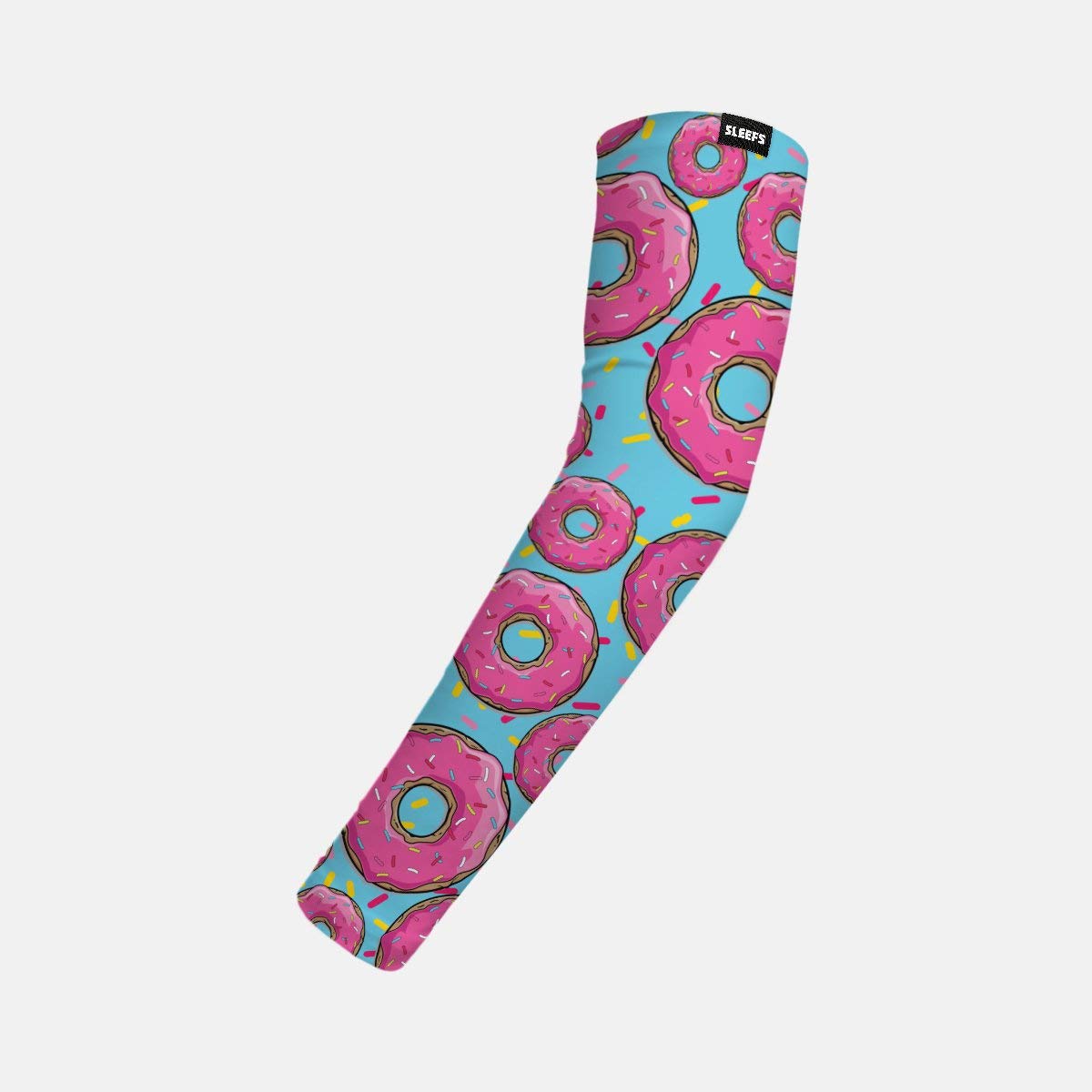 Pink Donut Print Kids Arm Sleeves - UV Protection for Outdoor Sports & Play - Perfect for Baseball, Soccer, and Beach Activities