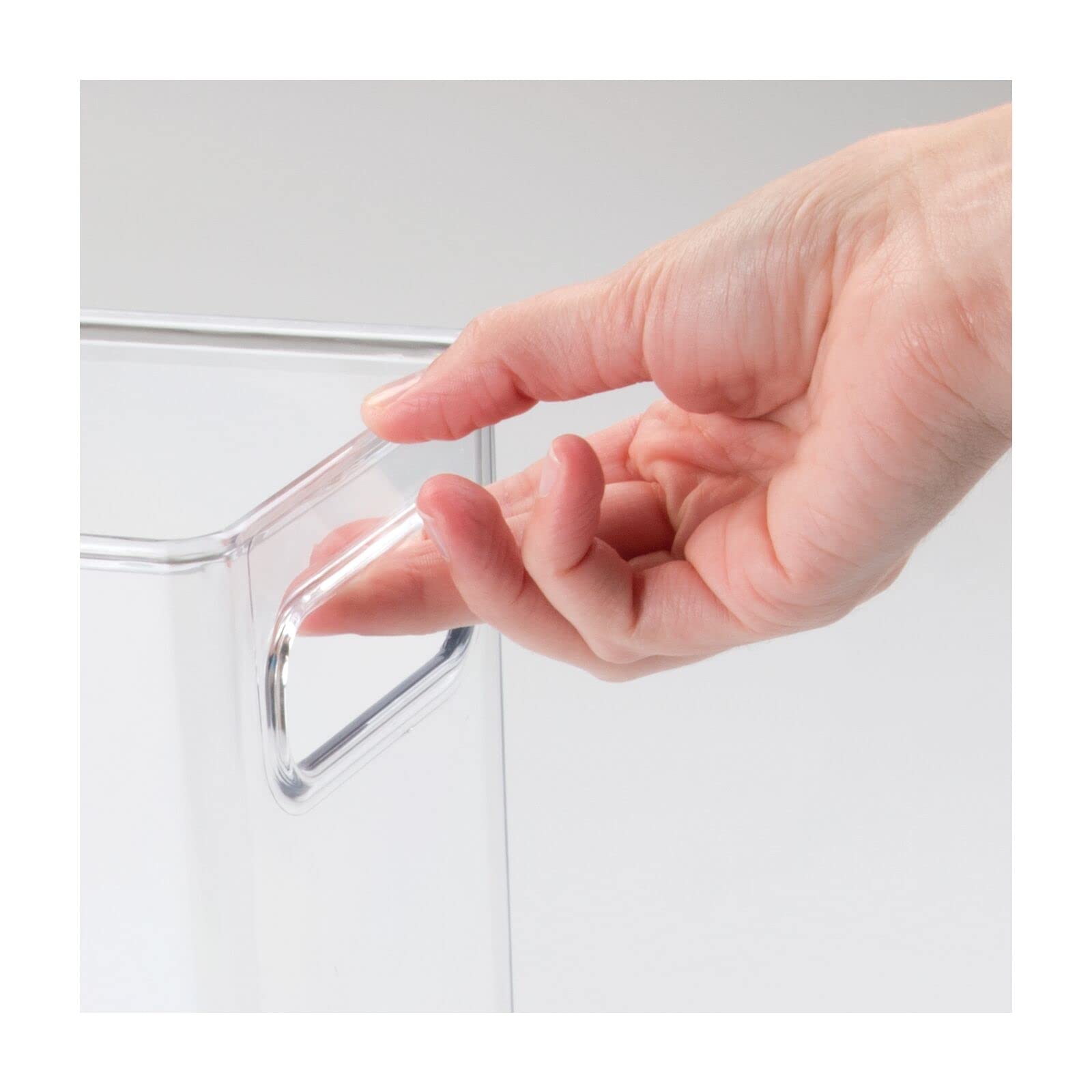 mDesign Plastic Tall Food Storage Containers with Handles - 2 Pack Clear Kitchen Organizer Bins for Pantry, Cabinet, Fridge & Freezer | Perfect for Snacks, Cereal, Baking Supplies & Small Appliances Organization