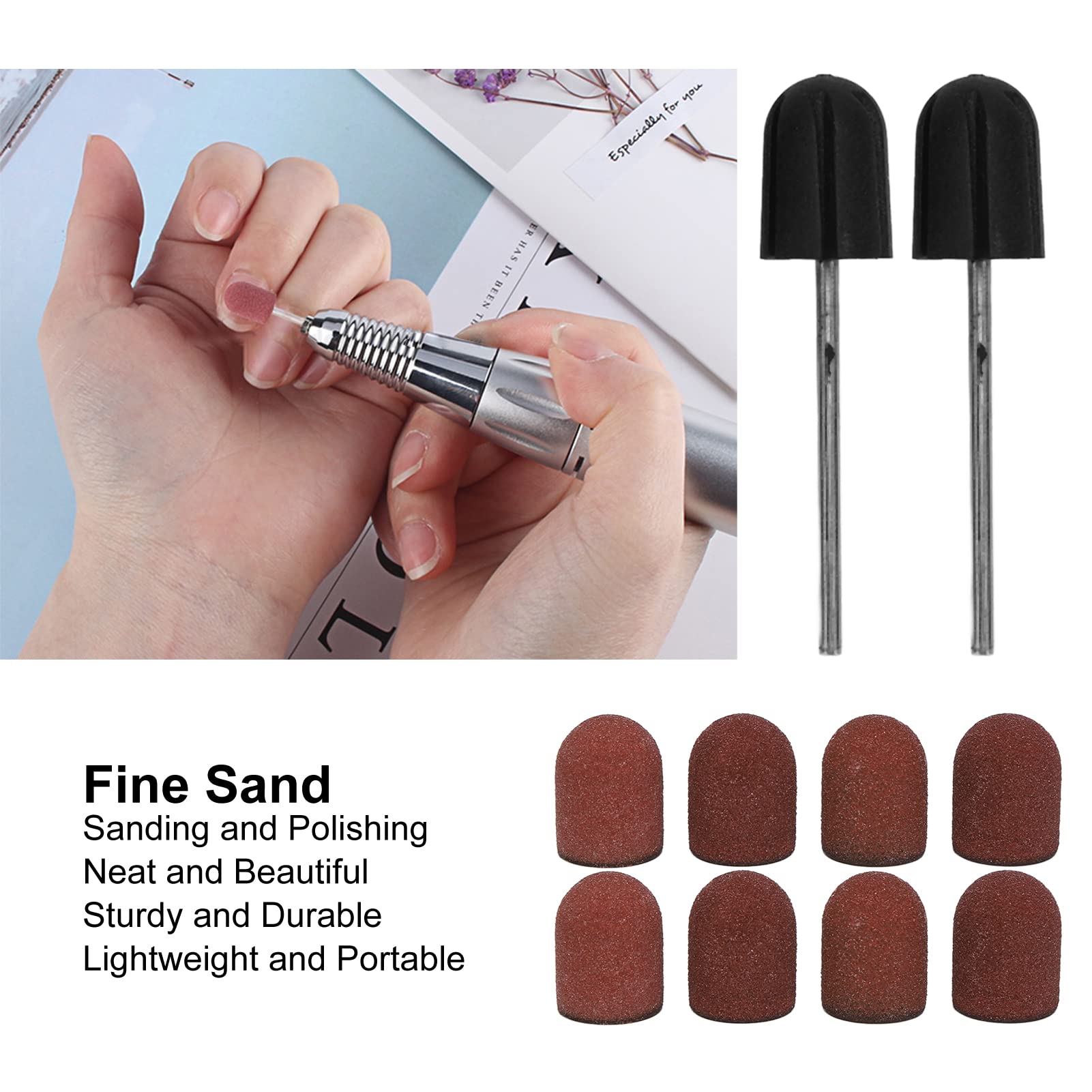 2 Pack Nail Drill Bits Set - Durable Sanding Bands & Mandrel for Professional Manicures | Perfect for Home Nail Care, Salons & DIY Enthusiasts | Women & Men's Grooming Essential