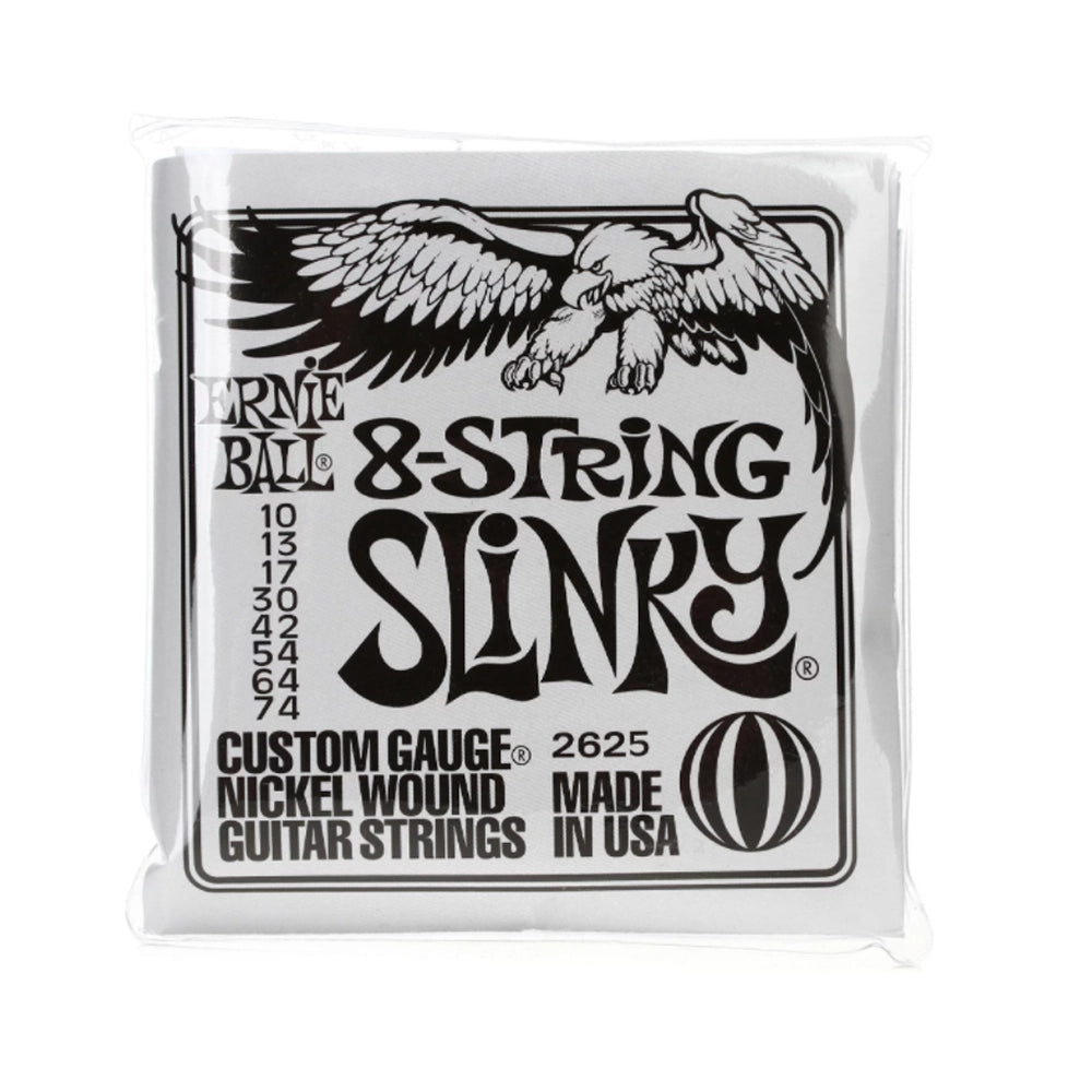 Ernie Ball 2625 Regular Slinky 8-String Nickel Wound Electric Guitar Strings Set (10-74 Gauge) - Perfect for Rock, Metal & Extended Range Playing