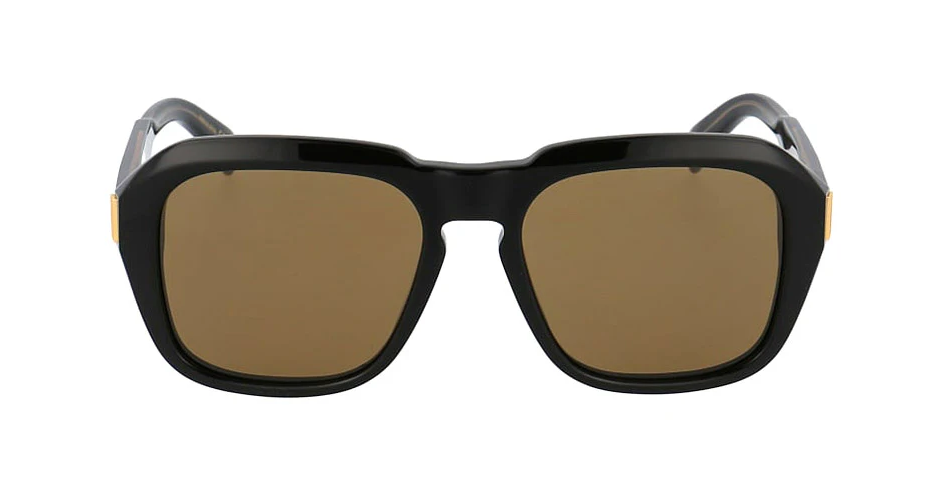 Dunhill DU0001S 001 Black/Brown Oversized Rectangular Polarized Sunglasses for Men - UV Protection, Luxury Fashion Accessory for Driving, Travel & Outdoor Activities