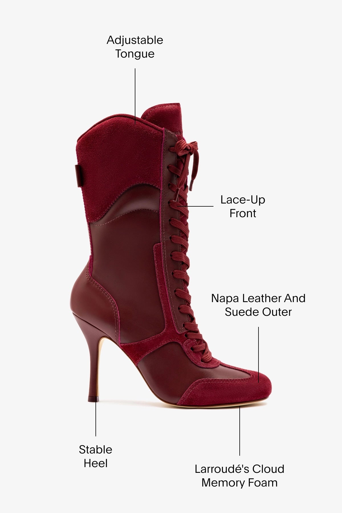 Larroudé x Jonathan Cohen Burgundy Suede High Heel Sneaker Boots - Stylish Women's Fashion Shoes for Parties, Date Nights & Evening Events