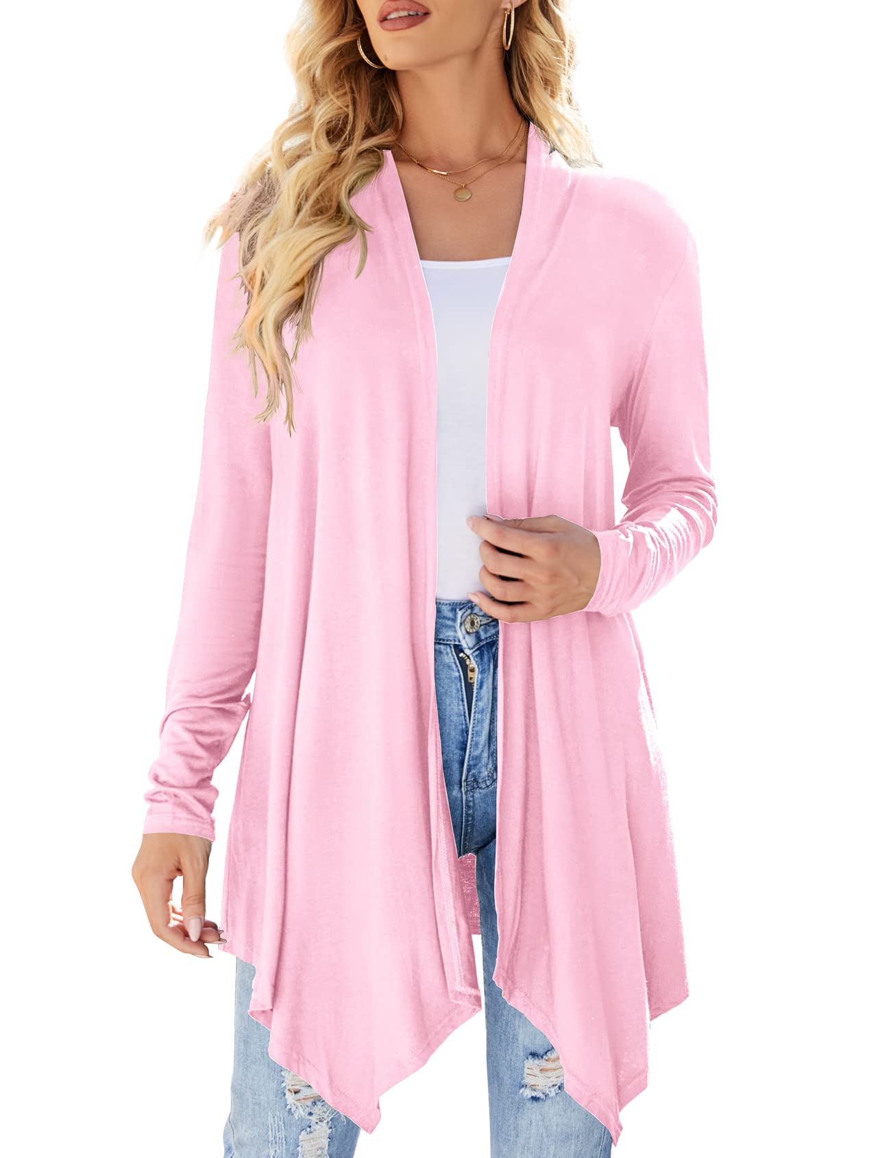 Women's Lightweight Draped Front Open Cardigan Sweater - Long Sleeve Casual Duster for Fall & Winter - Perfect for Office, Lounge & Date Night Outfits