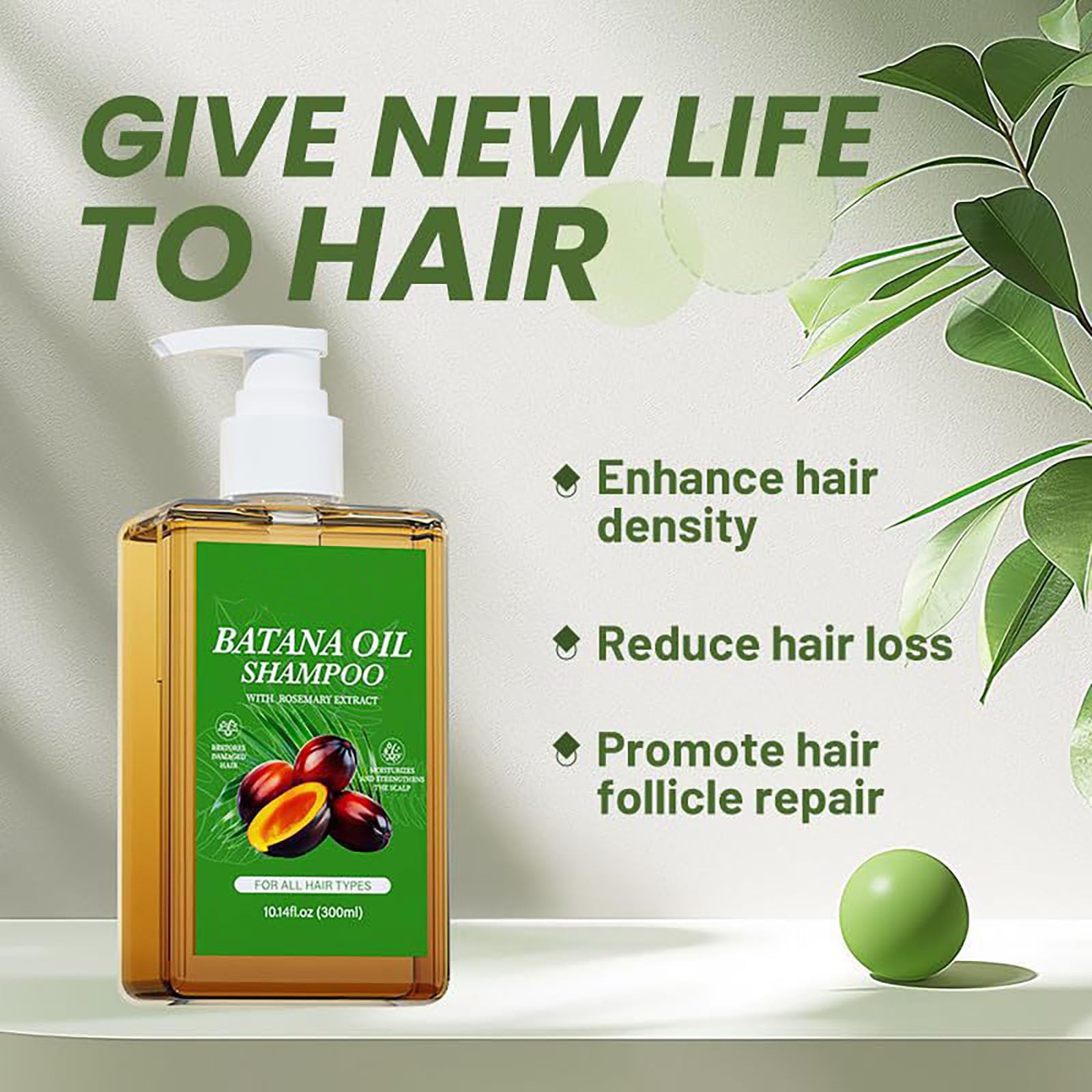 Batana Oil Shampoo for Hair Loss - Rosemary Extract Shampoo & Conditioner Set (3 Pack) - Nourishing & Regenerating Hair Treatment for Dry, Damaged Hair - Perfect for Daily Use & Scalp Care