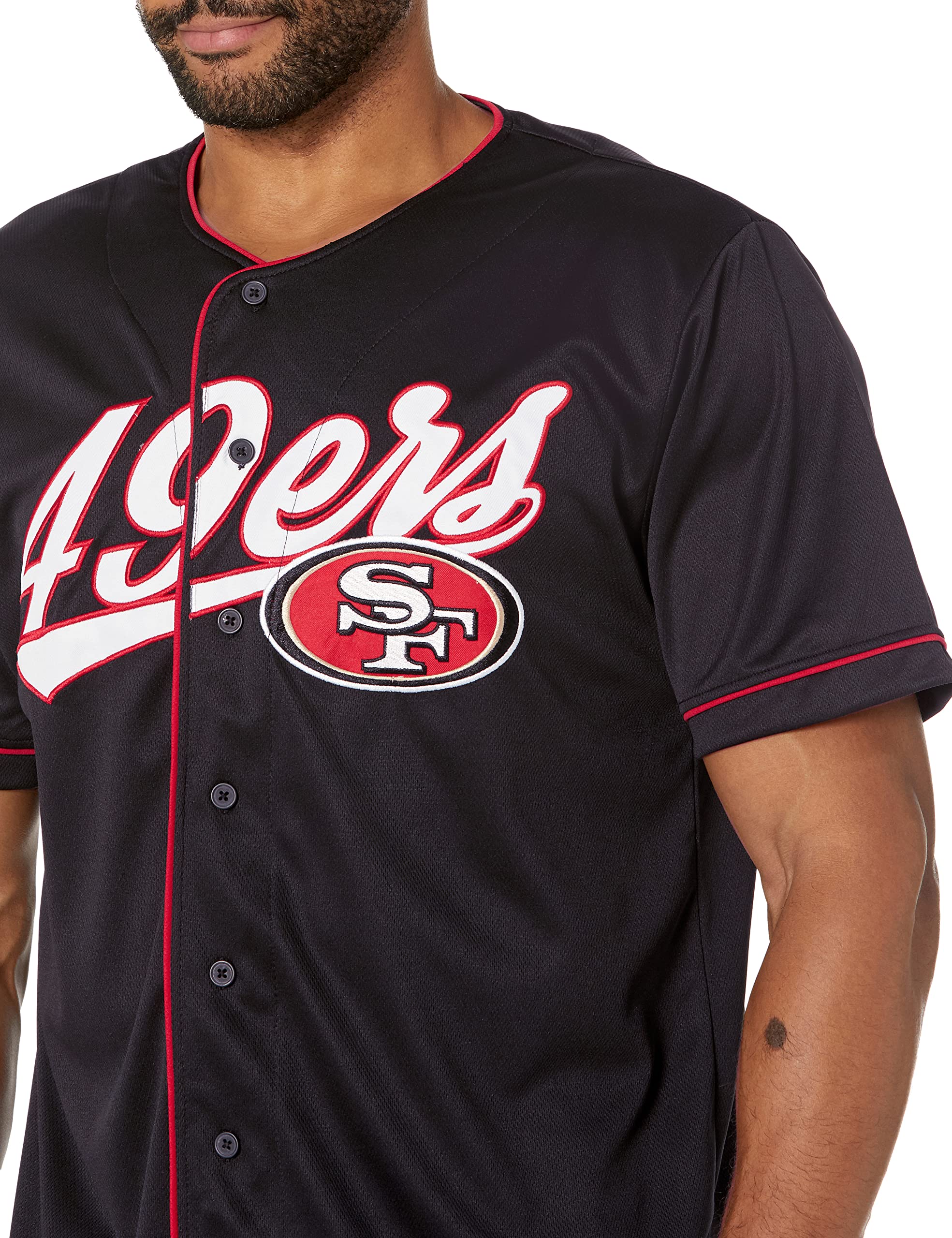 NFL Men's Game Day Button Down Baseball Mesh Jersey Shirt - Breathable & Comfortable for Football Fans - Perfect for Tailgating, Game Day & Sports Events