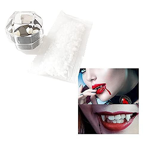 Vampire Teeth Fangs for Halloween Cosplay Costume - 4 Pairs with Adhesive - Perfect for Halloween Parties, Vampire Costumes & Themed Events