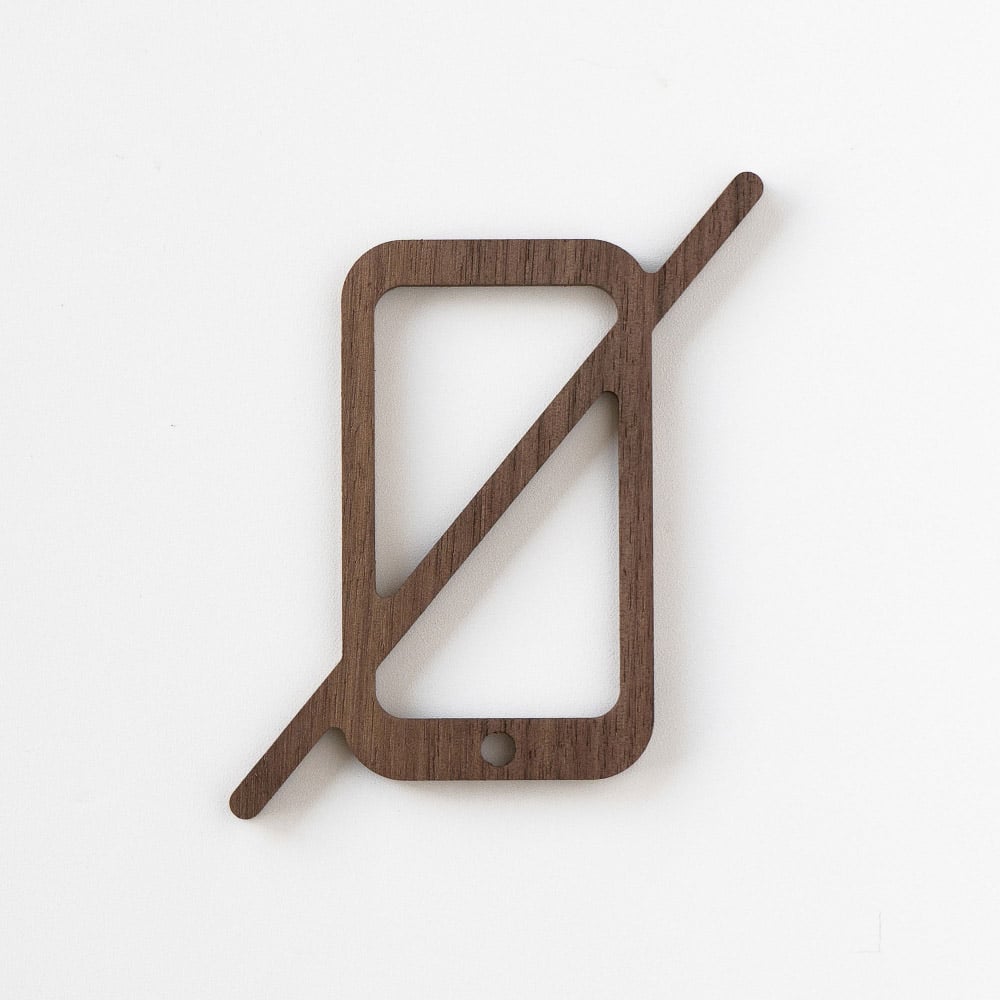 MOHEIM No Phone Sign - Handcrafted Walnut Wood 'No Phones Allowed' Sign for Restaurants, Offices & Homes - Perfect for Quiet Zones & Privacy Areas