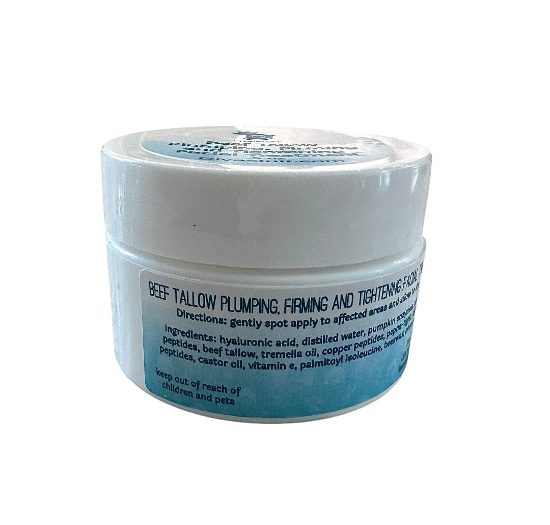 Diva Stuff Beef Tallow Plumping Facial Cream - Firming & Tightening Anti-Aging Treatment with Hyaluronic Acid, 0.5 oz - Perfect for Nighttime Skincare Routine & Dry Skin Hydration