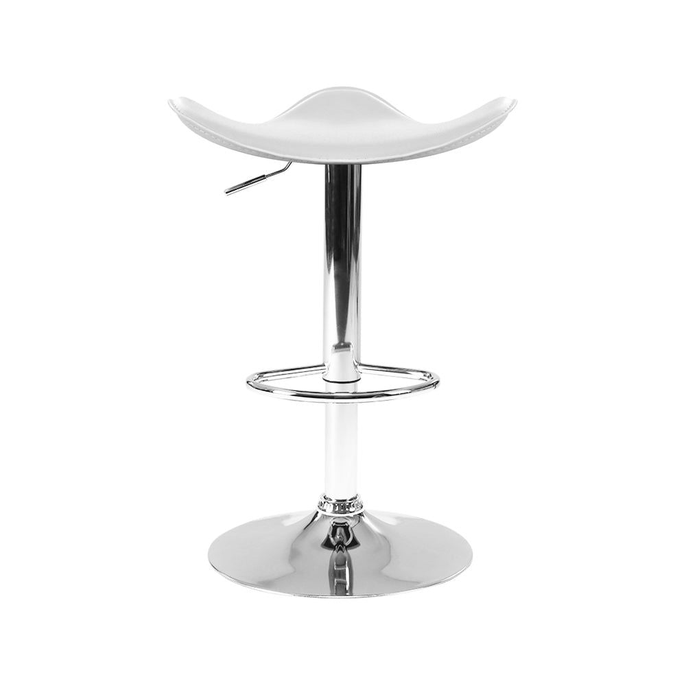 4 Bar Stools with Leather Upholstery & Gas Lift Mechanism in White - Perfect for Kitchen Islands, Bars & Dining Areas