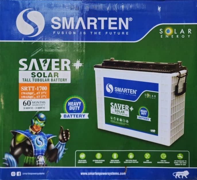 SMARTEN SRTT 1700 170AH Deep Cycle Solar Battery for RV, Marine, Off-Grid Power Storage - High Capacity Rechargeable Battery for Solar Panels, Camping & Emergency Backup