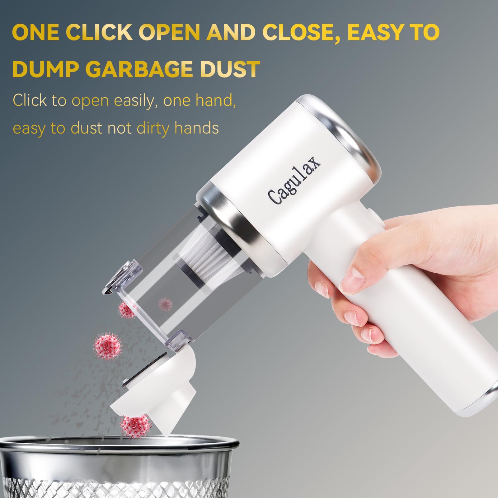 Cagulax Portable Cordless Car Vacuum Cleaner - High Power Handheld Vacuum for Cars, Home & Pet Hair | Ideal for Car Seats, Carpets & Small Spaces