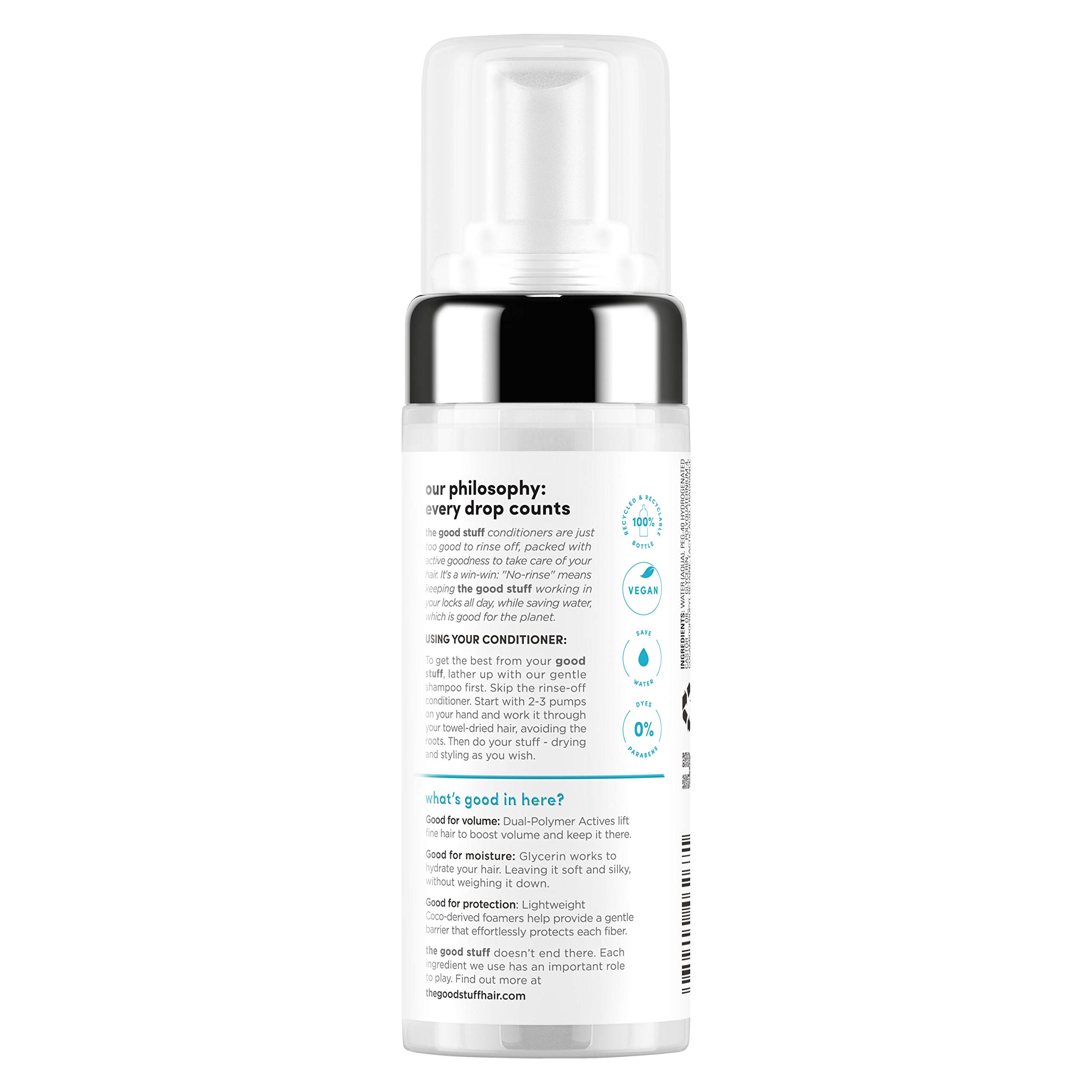 The Good Stuff Volumizing Hydration Foam Conditioner for Fine Hair - 4.9 oz | Lightweight Moisturizing & Thickening Hair Care | Perfect for Daily Use & Styling