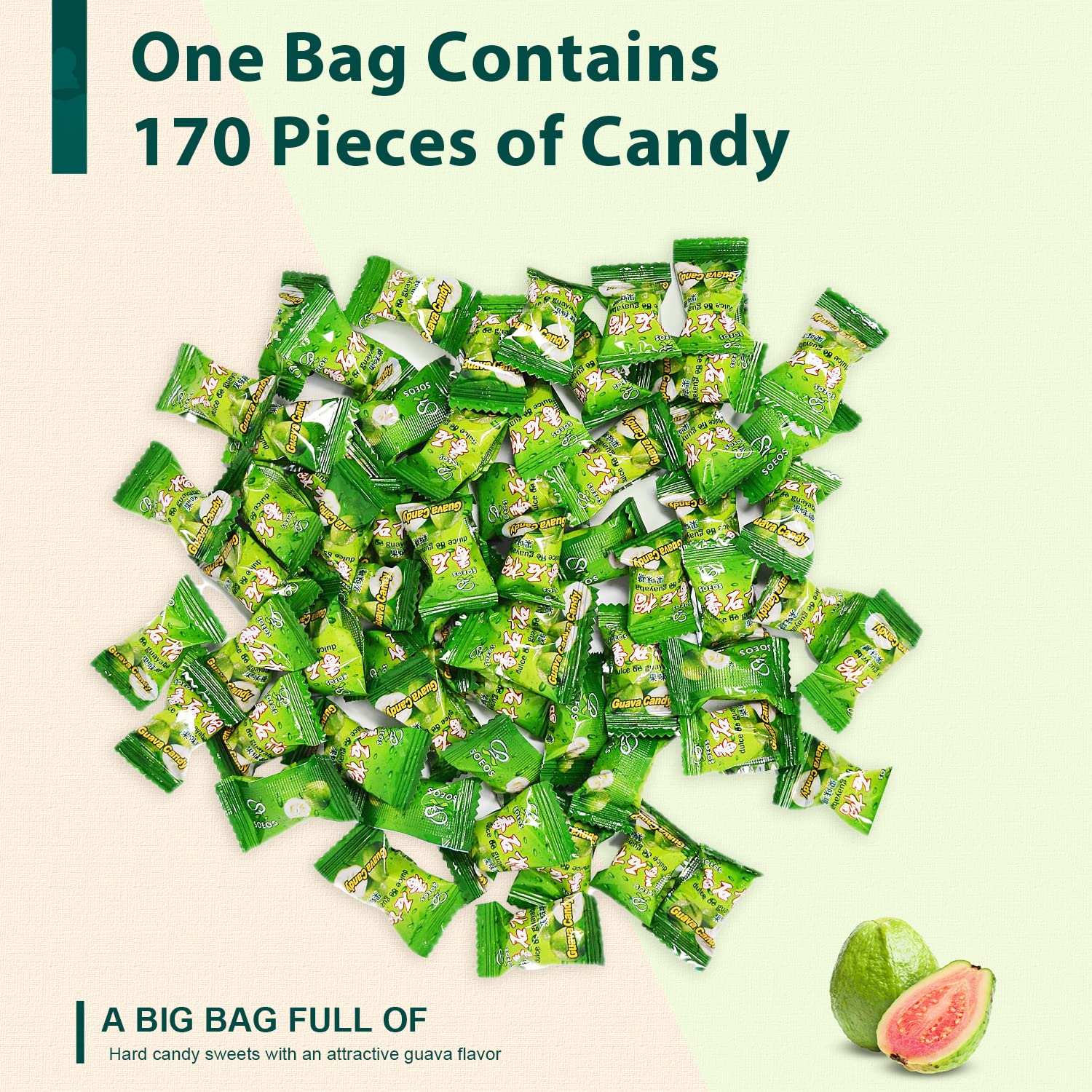 Soeos Guava Candy - Classic Chinese Guava Hard Candy - 32 oz (Pack of 2) - Perfect for Holidays, Parties & Gifts - Sweet Tropical Flavor for Snacking & Desserts