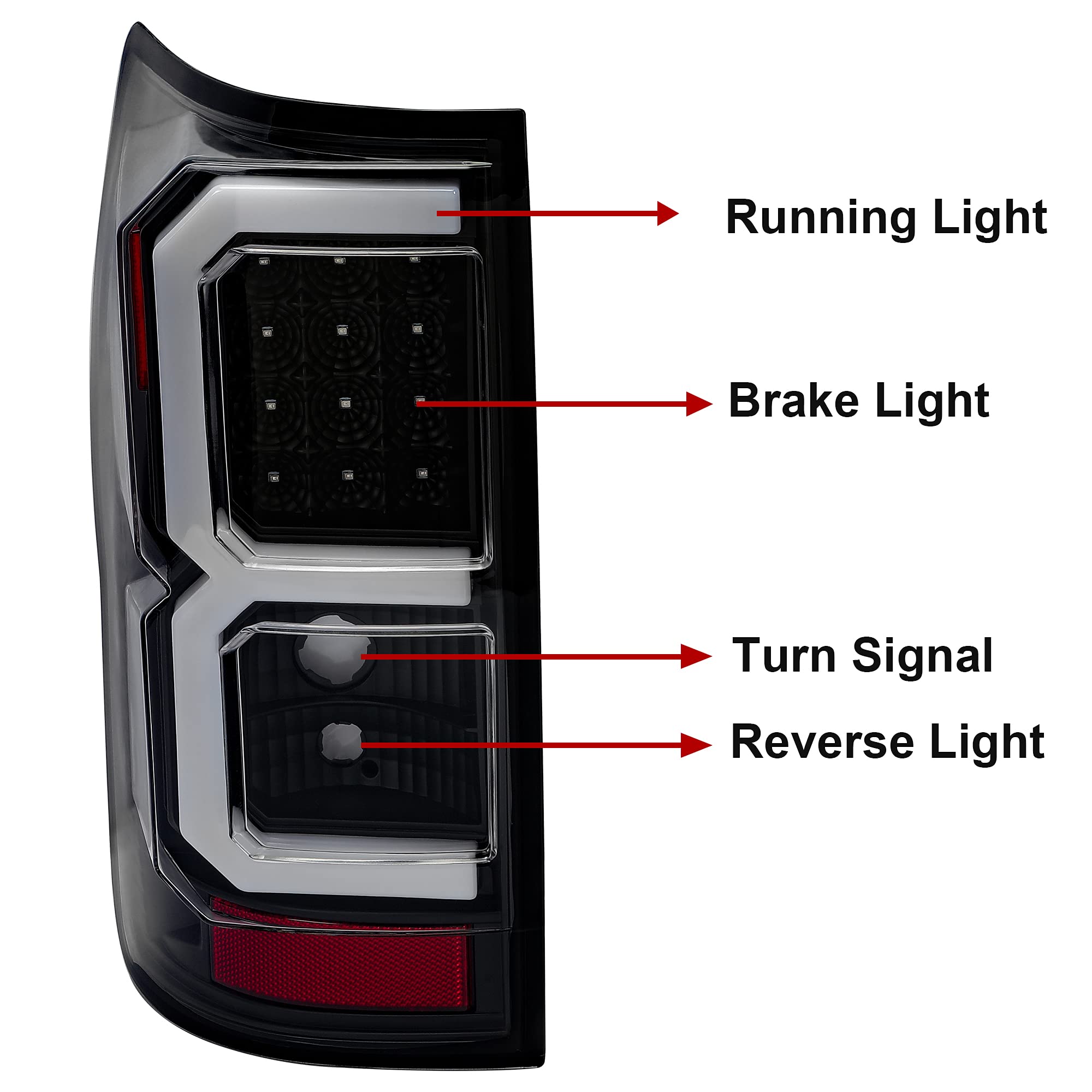 ECOTRIC LED Tail Lights for 2007-2013 Toyota Tundra - Pair of LED Tube Bar Taillights with Clear Lens & Black Housing (Driver & Passenger Side) | Durable Brake Lamps for Enhanced Night Driving Safety & Style Upgrade