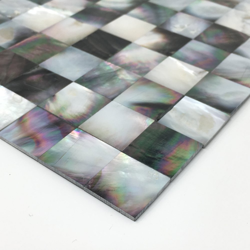 Mother of Pearl Backsplash Wall Tile - Serene Deep Sea Black 11.75