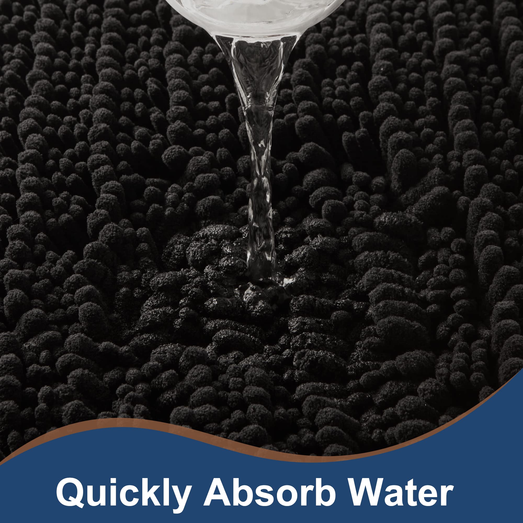 FLOLEOPA Soft Plush Microfiber Bathroom Rugs - Super Absorbent, Non-Slip Machine Washable Bath Mats for Tub, Shower & Bathroom Floor (17x24 Inches, Black) - Perfect for Bathroom Safety & Comfort