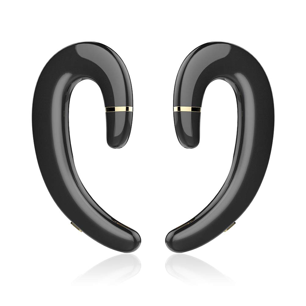 Efanr Wireless Bone Conduction Headphones with Mic - Lightweight Open-Ear Bluetooth 5.0 Headset, 6H Playtime, Noise Cancelling for Running, Cycling, Workouts - Compatible with iPhone & Android (Black)
