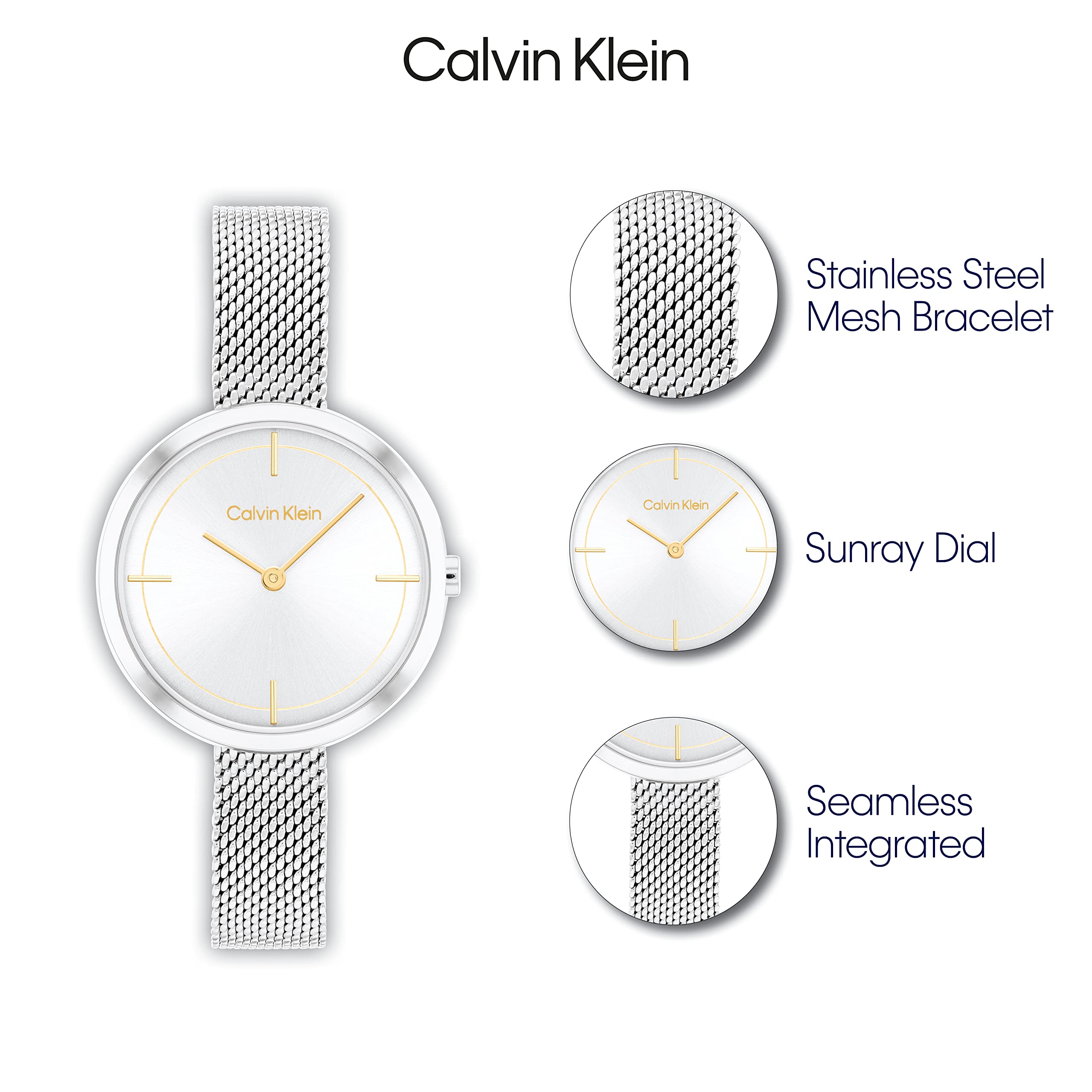 Calvin Klein Women's Timeless Beauty Watch Collection - Elegant Stainless Steel Dress Watch for Everyday Wear & Special Occasions