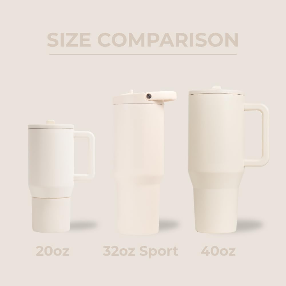 HydroJug Sport - 32oz Stainless Steel Water Bottle with Straw, Vacuum Insulated & Leakproof Tumbler | Ergonomic Design, Reusable, Dishwasher Safe | Gym, Hiking, Workout & Outdoor Activities | Cream Color