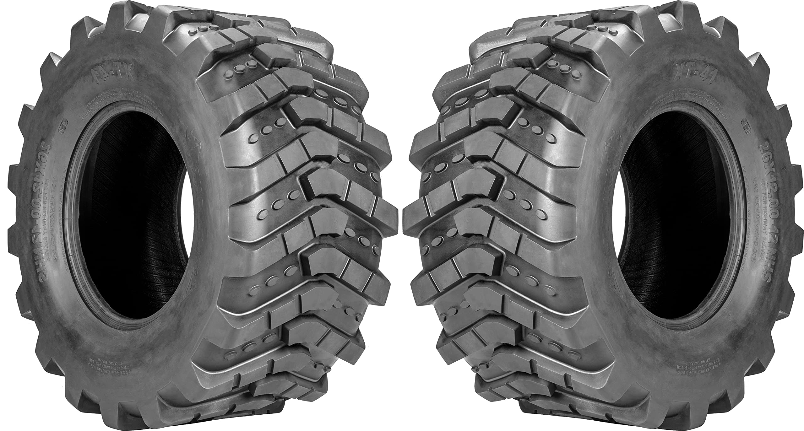 XT-41 Heavy Duty Lug Traction Tires (26x12.00-12) - Premium All-Terrain Tires for Tractors, ATVs & UTVs - Ideal for Mud, Snow & Rough Terrain