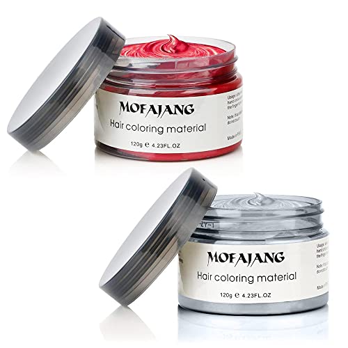 Gray & Red Temporary Hair Color Wax - Natural Hair Dye Cream for Styling | Perfect for Halloween, Cosplay & Bold Everyday Looks