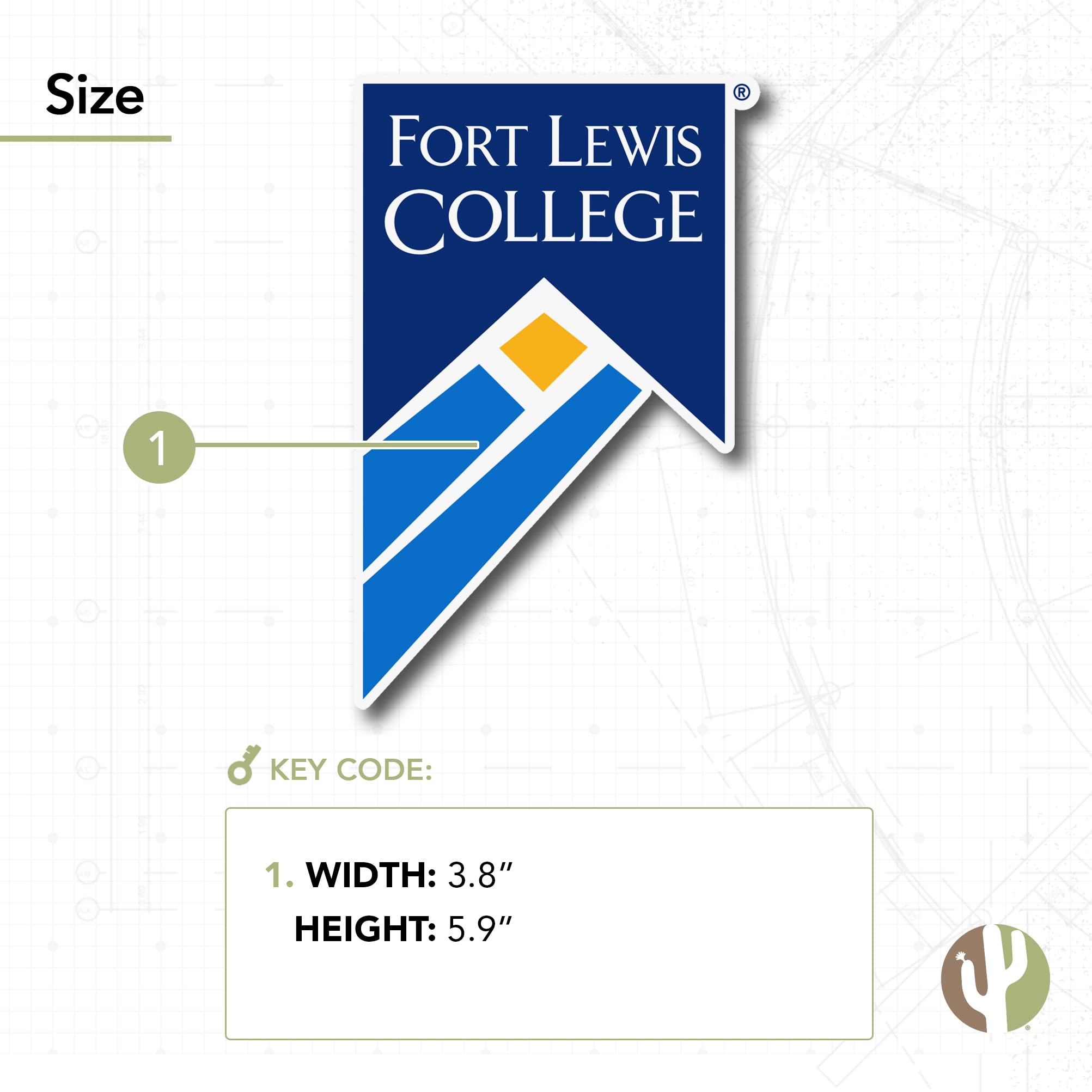 Desert Cactus Fort Lewis College Sticker - Skyhawks Vinyl Decal for Laptop, Water Bottle, Car & Scrapbook - Durable IND 70 Waterproof Stickers - Perfect for College Pride, School Spirit & DIY Crafts