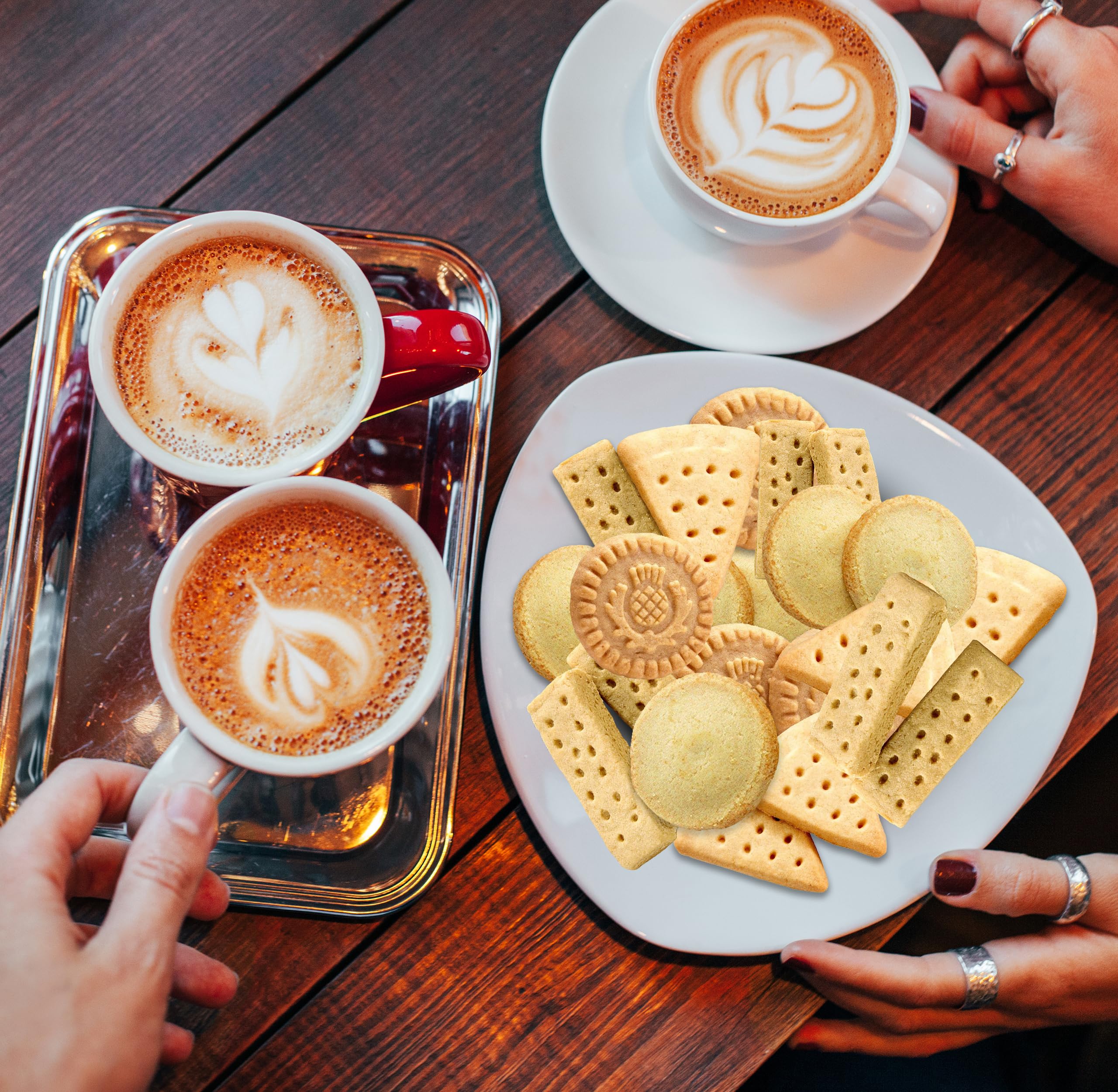 Premium Scottish Shortbread Cookies 4-Pack - Individually Wrapped Assortment (Triangle, Fingers, Highlanders & Rounds) with Gift Bag - Perfect for Tea Time, Gifts & Holiday Treats