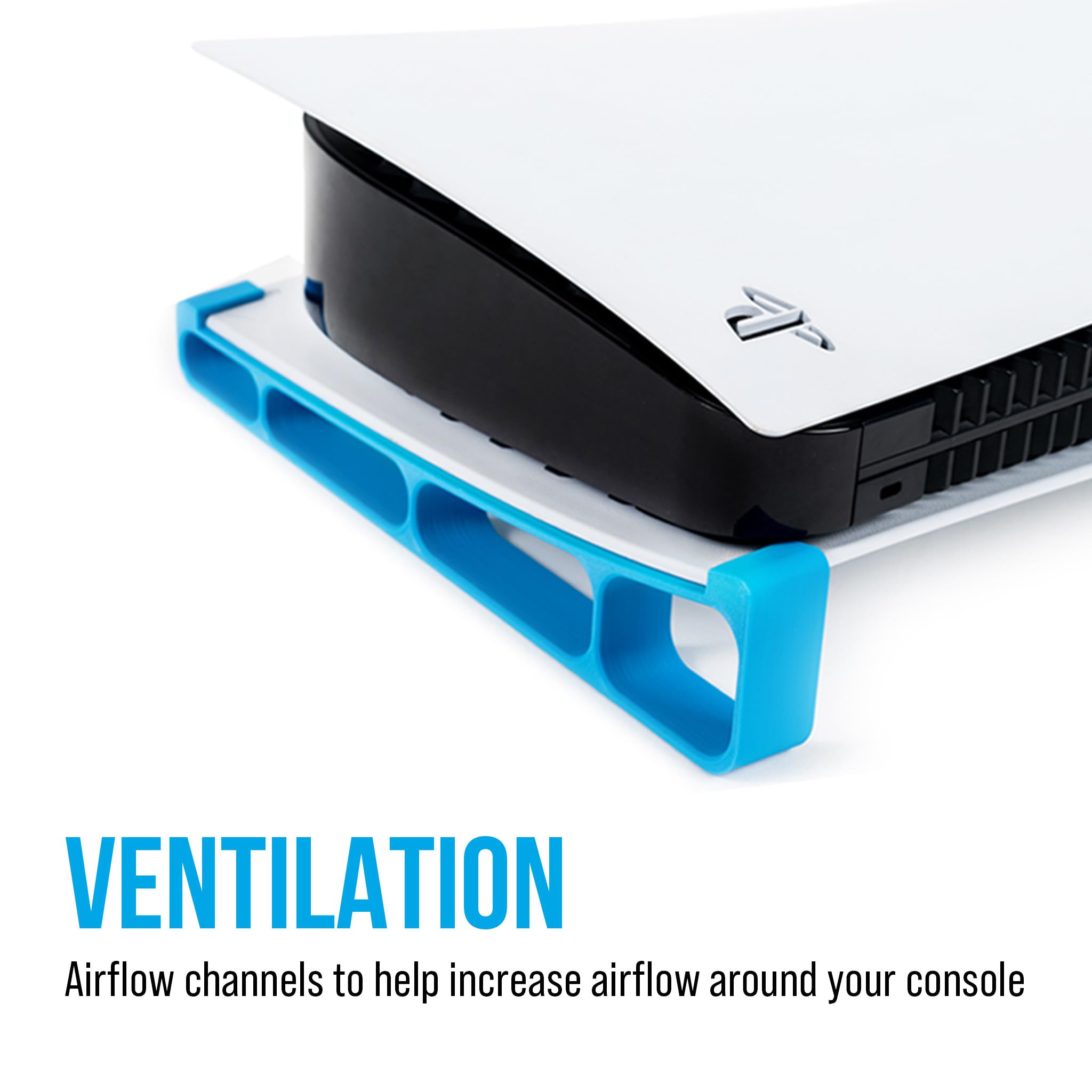 Glistco PS5 Horizontal Stand for Digital Edition - Blue Gaming Console Stand with Secure Fit & Non-Slip Base - Perfect for Living Room, Bedroom & Gaming Setup