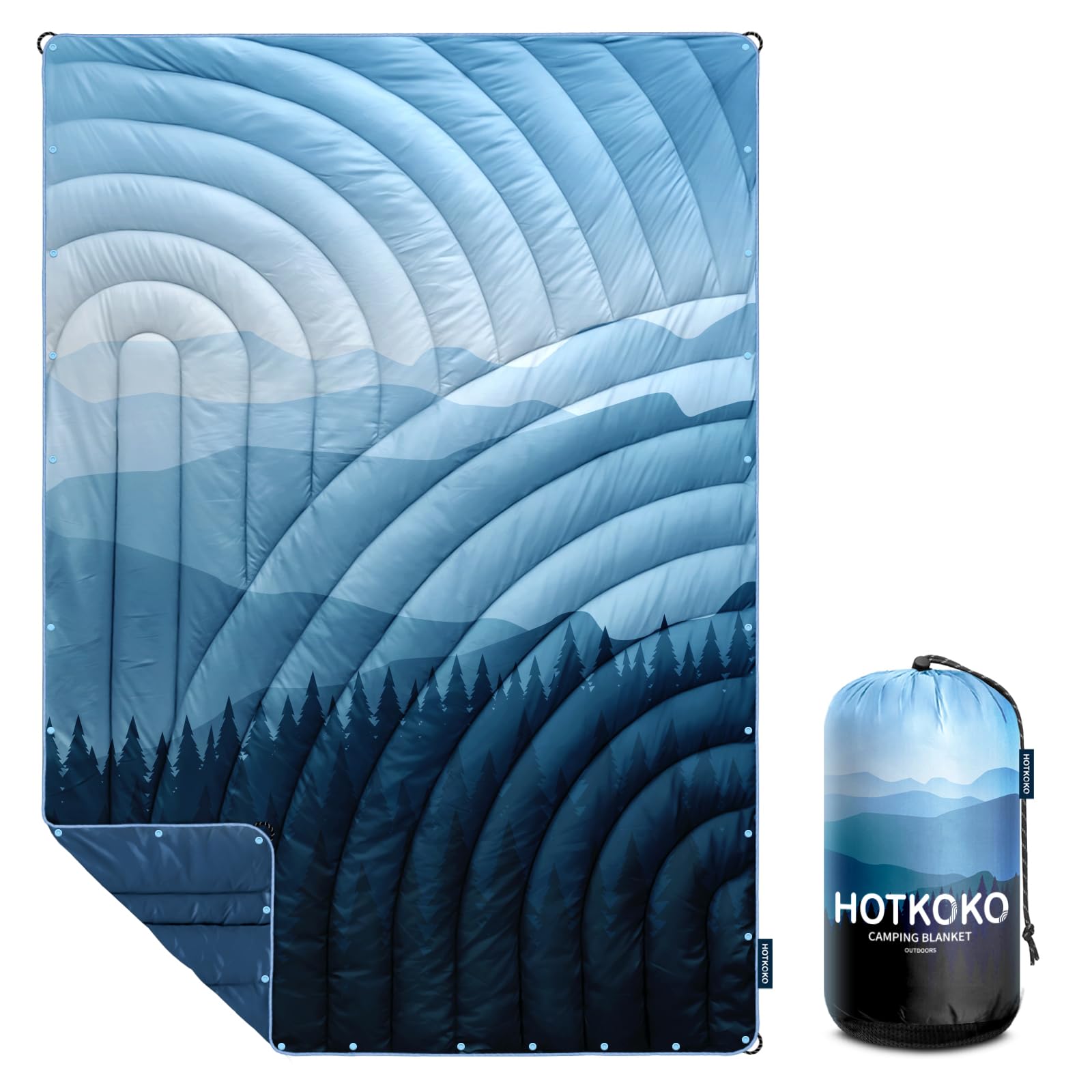 Lightweight Packable Down Alternative Puffy Blanket for Camping, Travel, Hiking & Outdoor Adventures - Perfect for Picnics, Stadium Events & Backpacking Trips