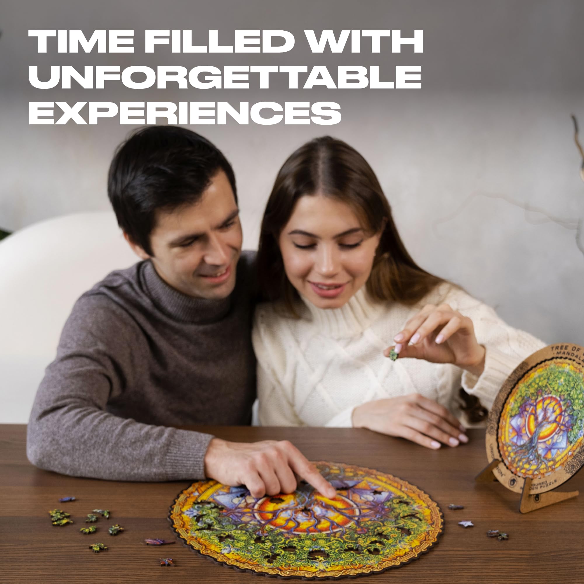 UNIDRAGON Original Wooden Jigsaw Puzzles 700 Pieces - Mandala Tree of Life Art, 17.7x17.7 Inch Large Puzzle, Unique Shaped Pieces, Premium Gift for Adults & Teens | Home Decor, Stress Relief, Family Game Night